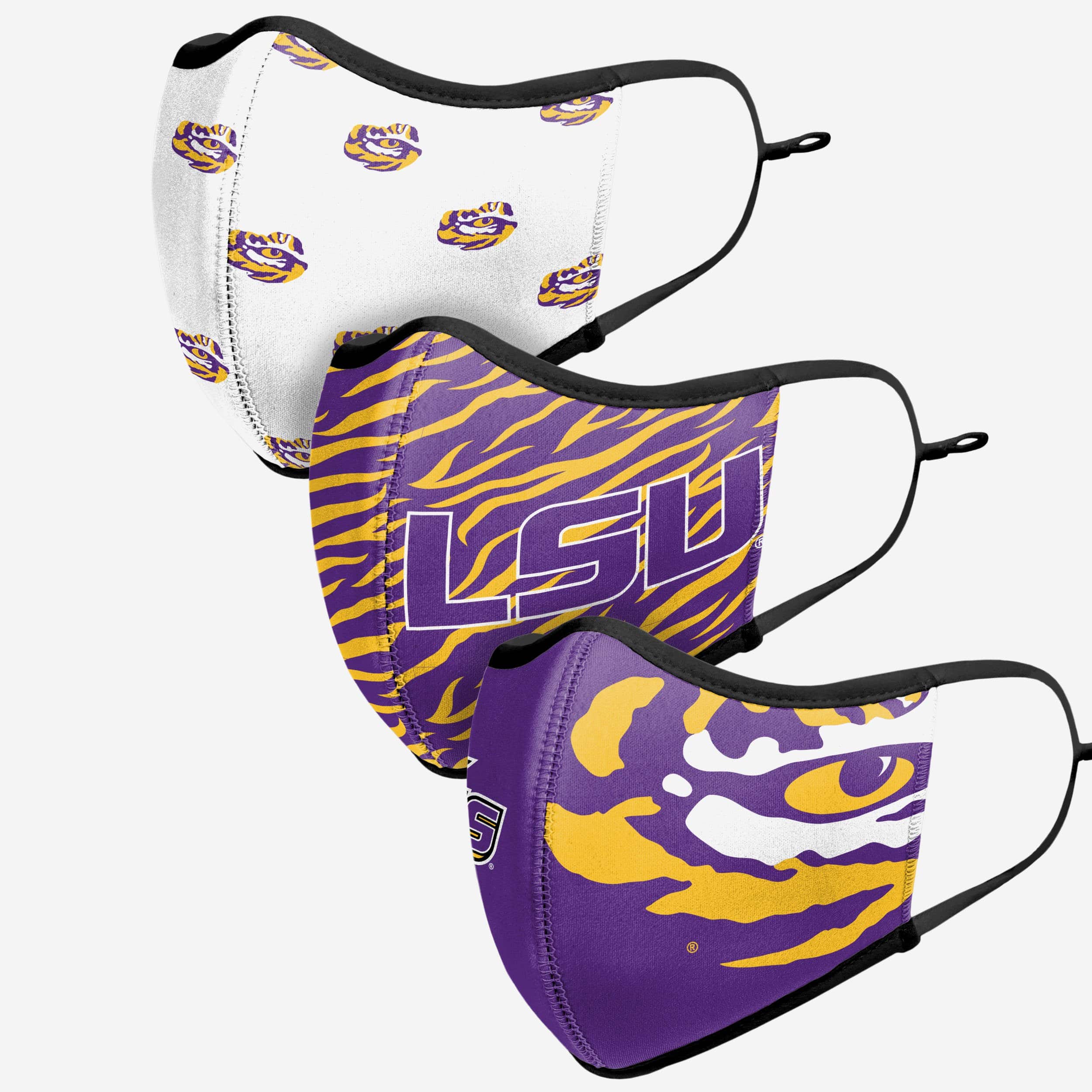 LSU Tigers Thematic Sport 3 Pack Face Cover 4 LSU Tigers Thematic Sport 3 Pack Face Cover