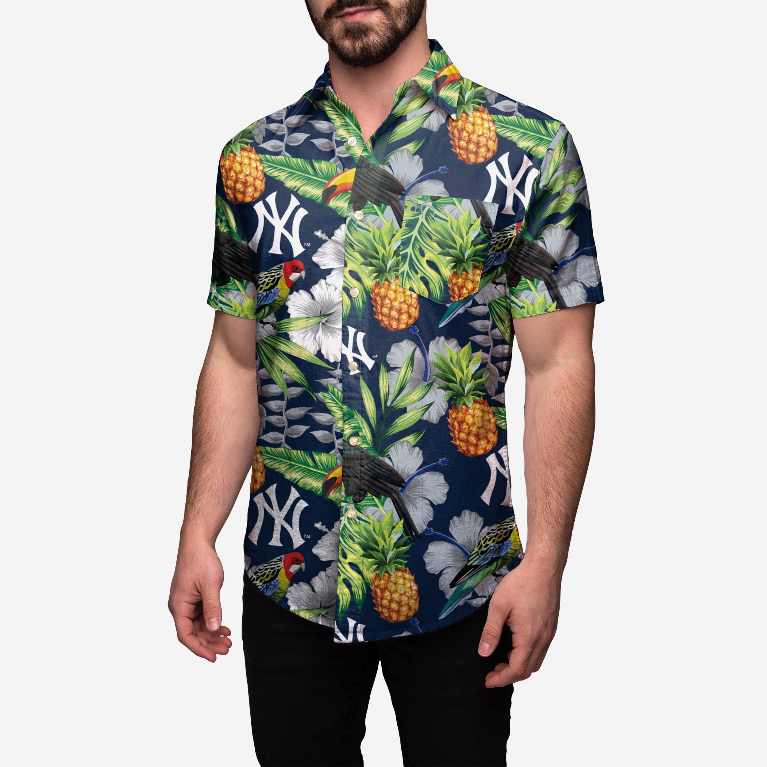 New York Yankees Floral Button Up Shirt