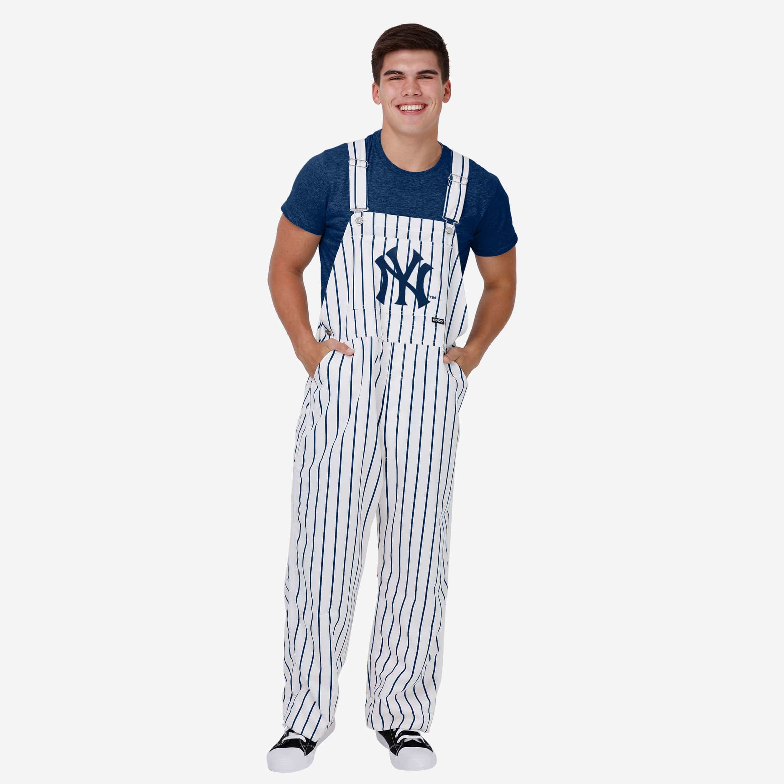 New York Yankees Mens Pinstripe Bib Overalls