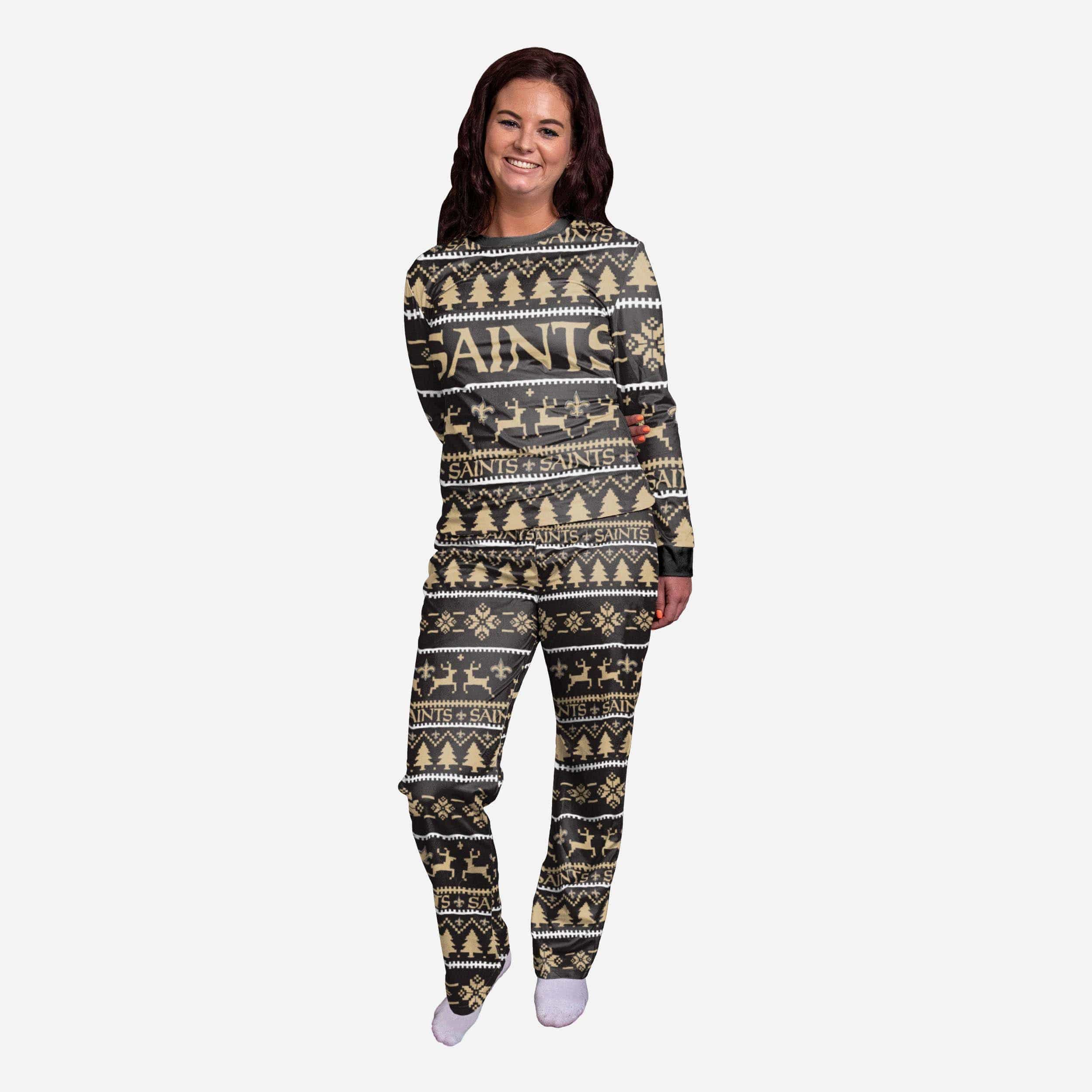 New Orleans Saints Womens Family Holiday Pajamas 1 New Orleans Saints Womens Family Holiday Pajamas