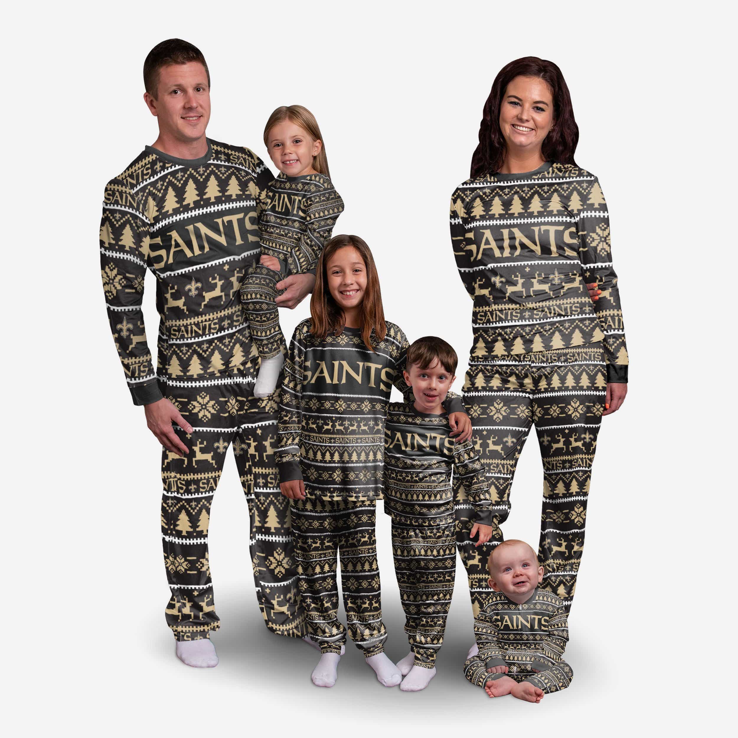 New Orleans Saints Youth Family Holiday Pajamas 2 New Orleans Saints Youth Family Holiday Pajamas