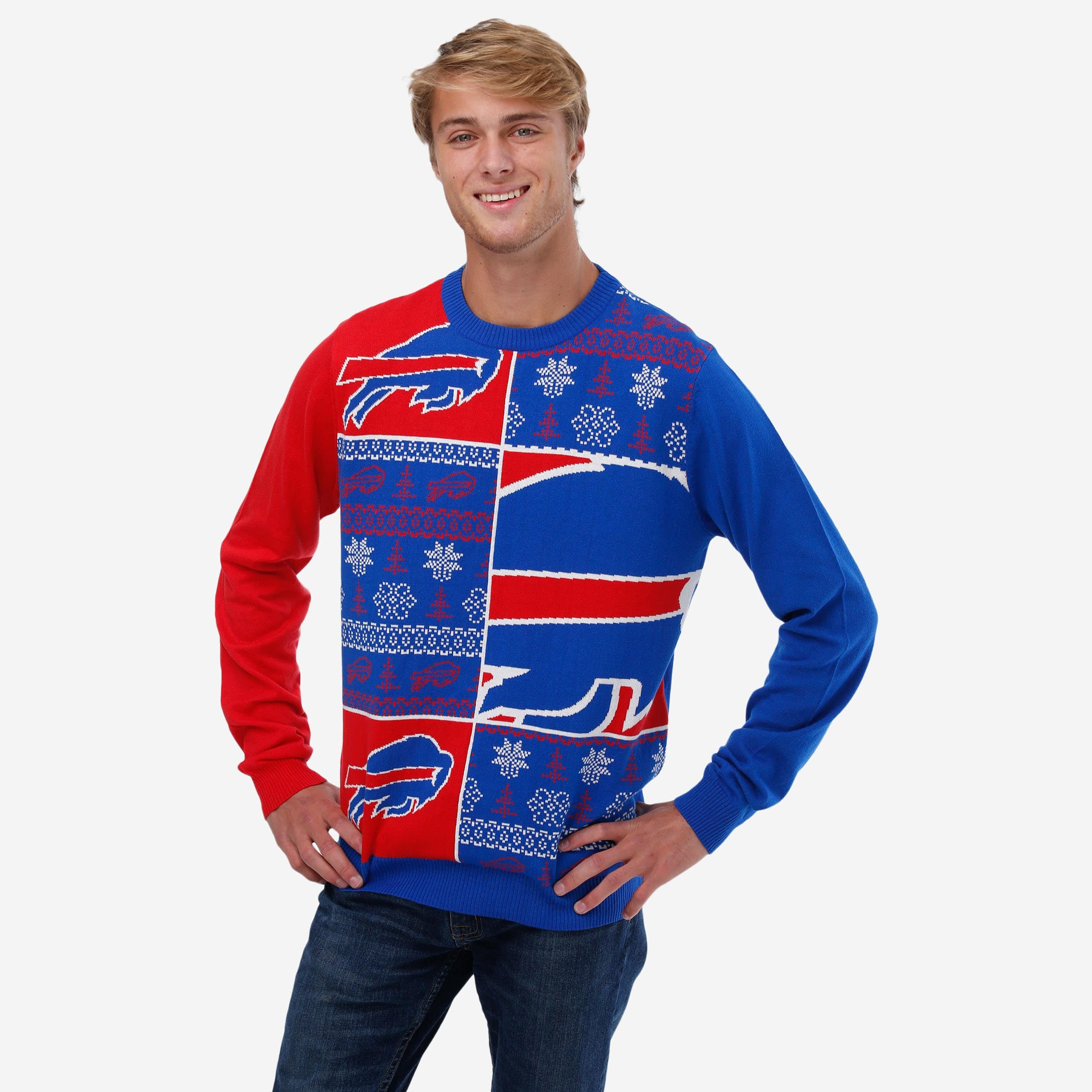 Buffalo Bills Busy Block Snowfall Sweater