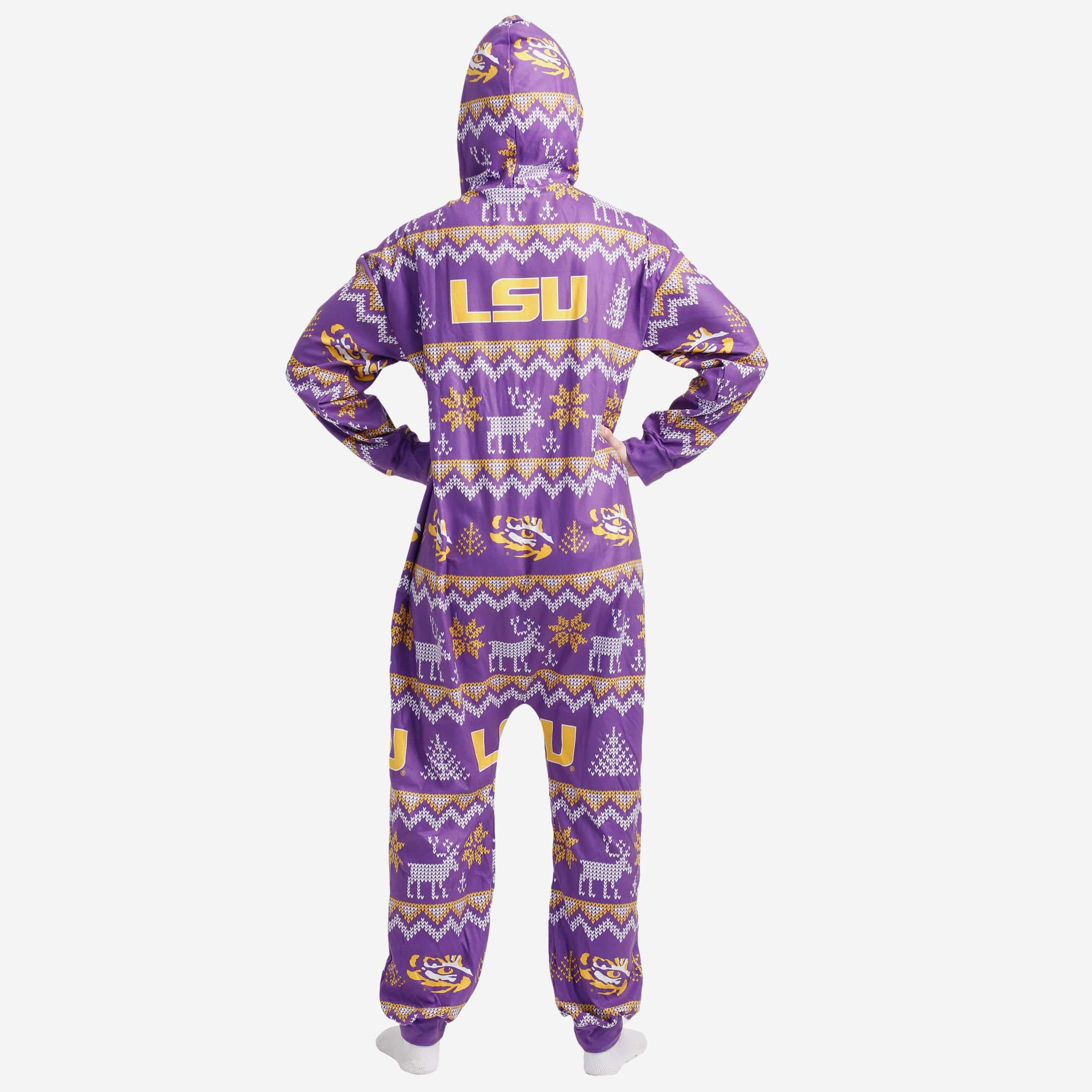LSU Tigers Ugly Pattern One Piece Pajamas 2 LSU Tigers Ugly Pattern One Piece Pajamas
