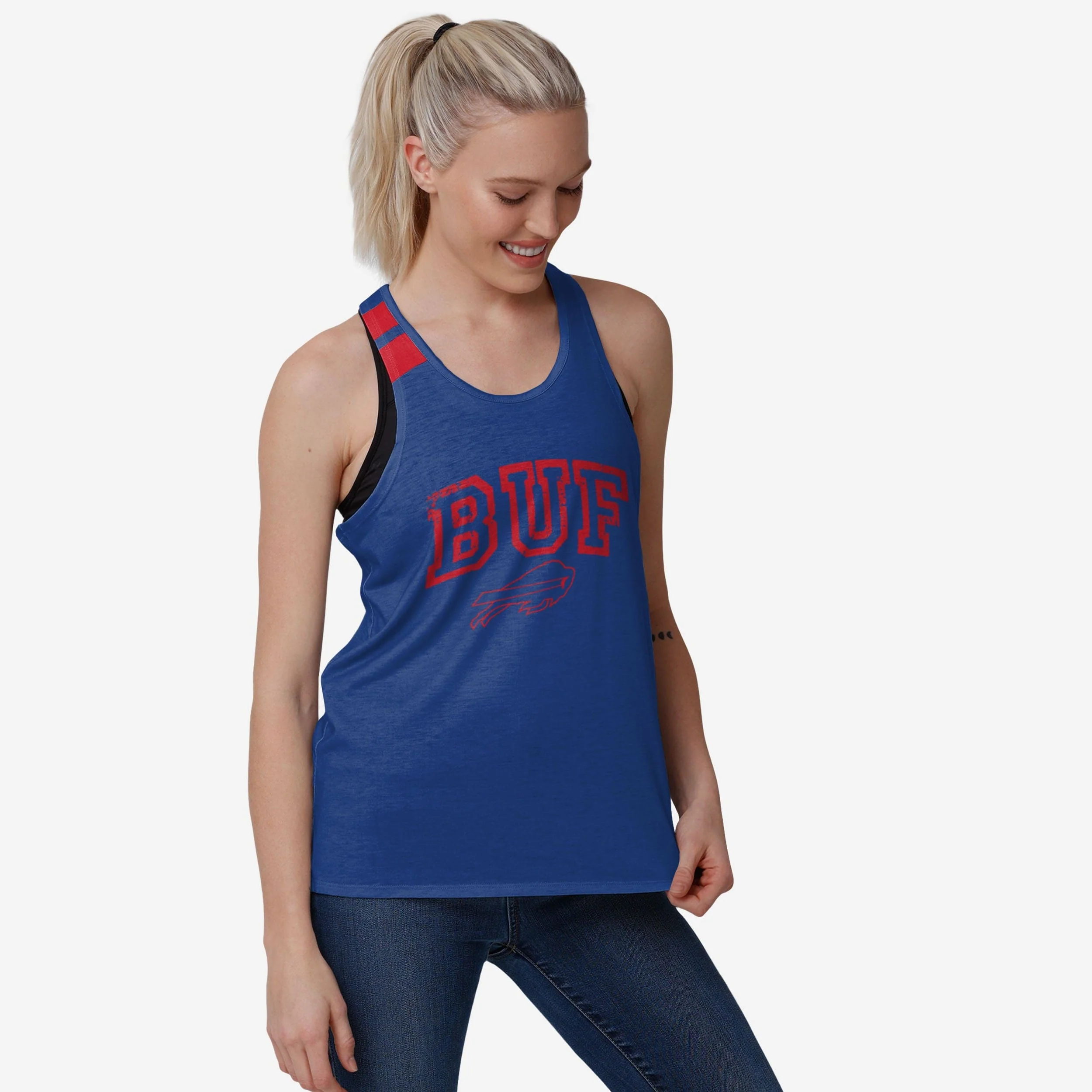 Buffalo Bills Womens Team Twist Sleeveless Top 1 Buffalo Bills Womens Team Twist Sleeveless Top
