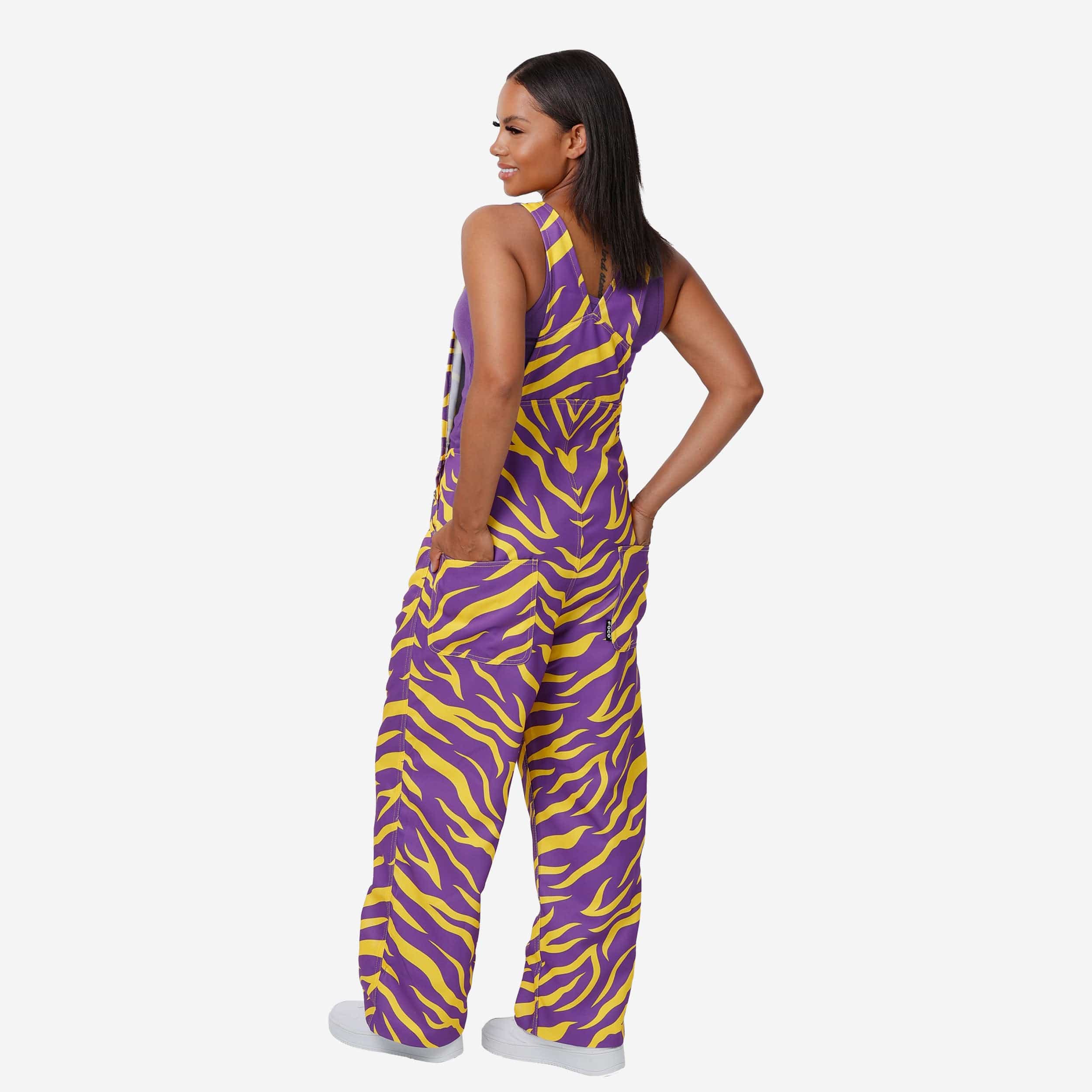LSU Tigers Womens Tiger Stripe Thematic Bib Overalls 2 LSU Tigers Womens Tiger Stripe Thematic Bib Overalls
