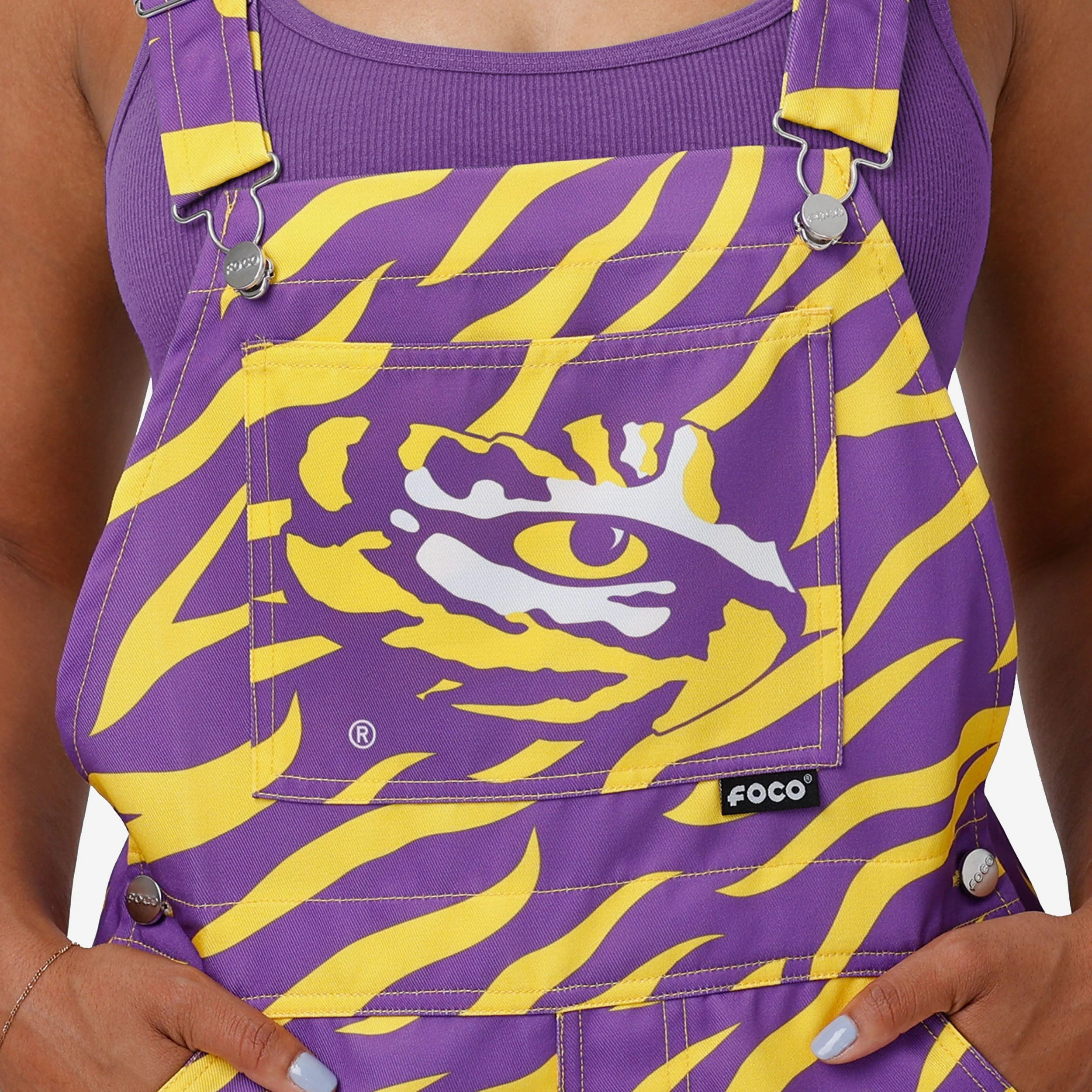 LSU Tigers Womens Tiger Stripe Thematic Bib Overalls 4 LSU Tigers Womens Tiger Stripe Thematic Bib Overalls