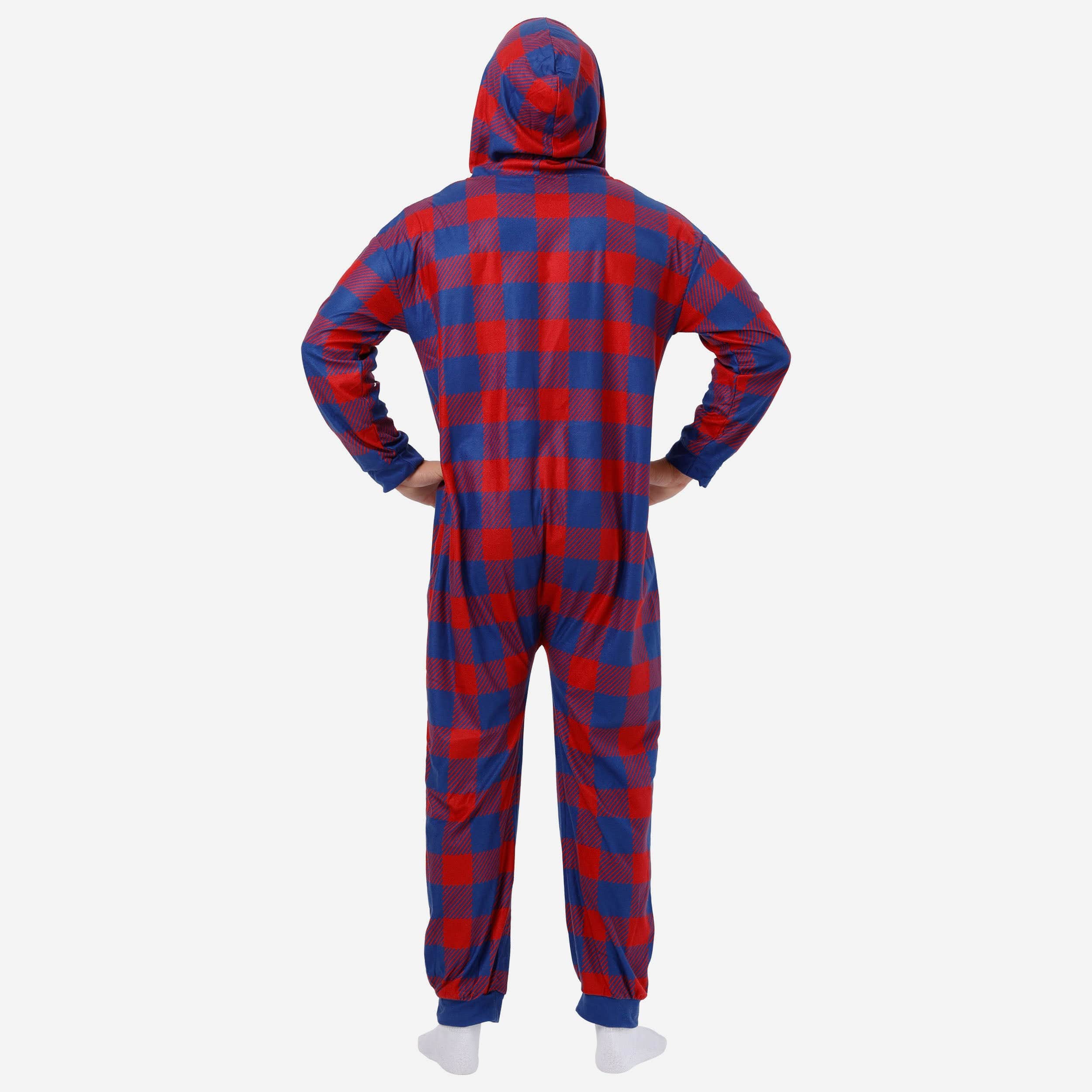 New York Giants Plaid One Piece Pajamas 2 New York Giants Plaid One Piece Pajamas