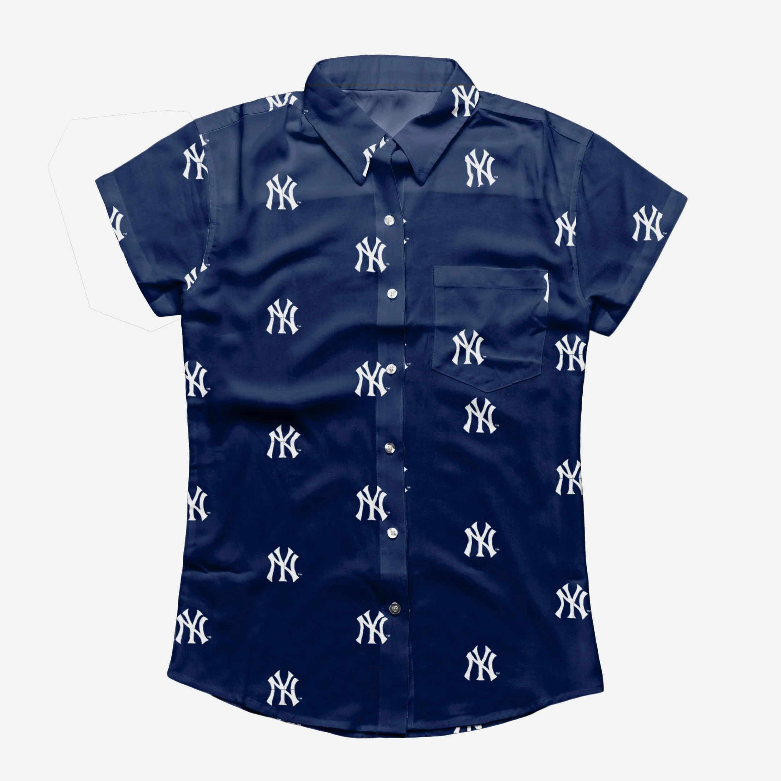 New York Yankees Logo Blast Womens Button Up Shirt 2 New York Yankees Logo Blast Womens Button Up Shirt