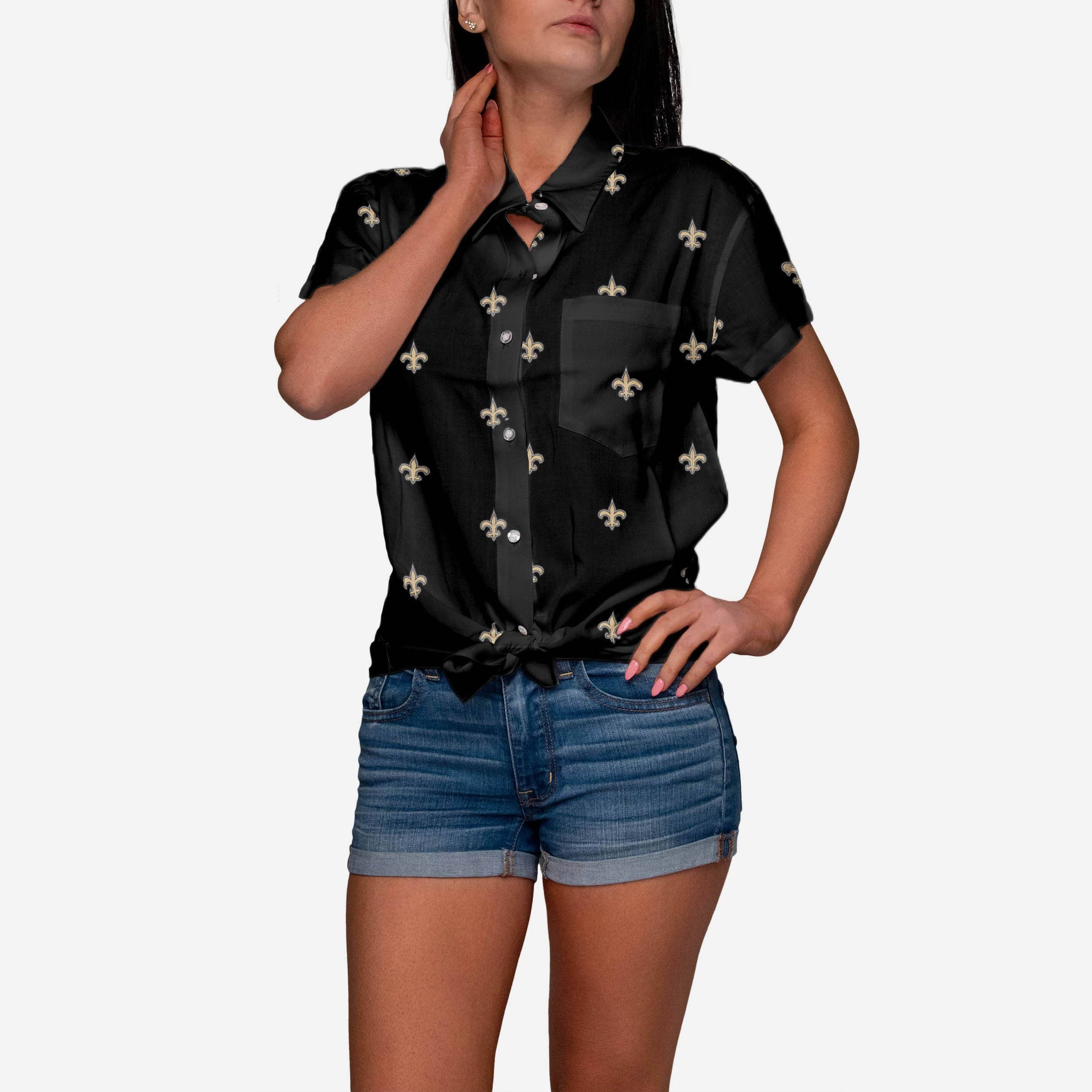 New Orleans Saints Logo Blast Womens Button Up Shirt