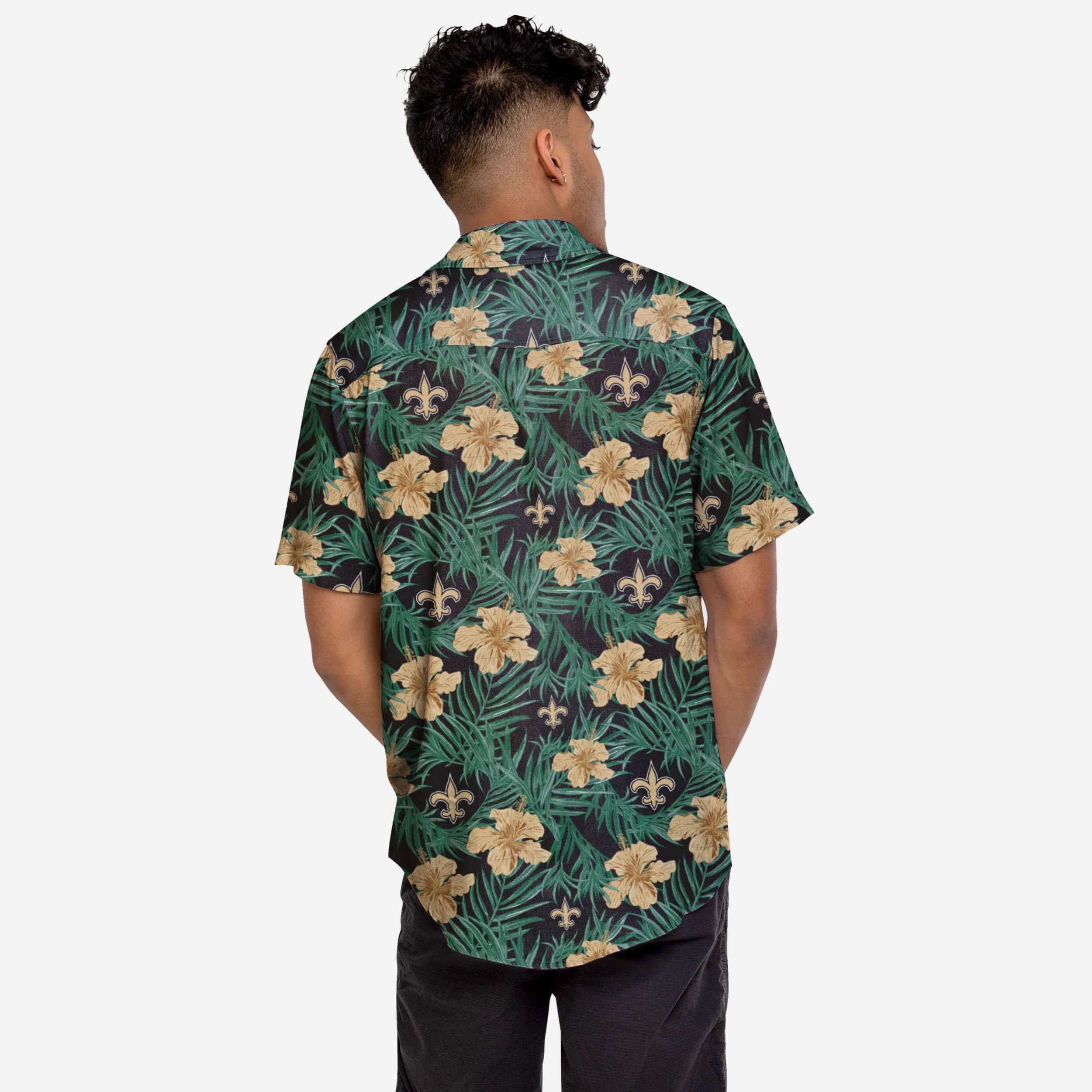 New Orleans Saints Hibiscus Button Up Shirt 2 New Orleans Saints Hibiscus Button Up Shirt
