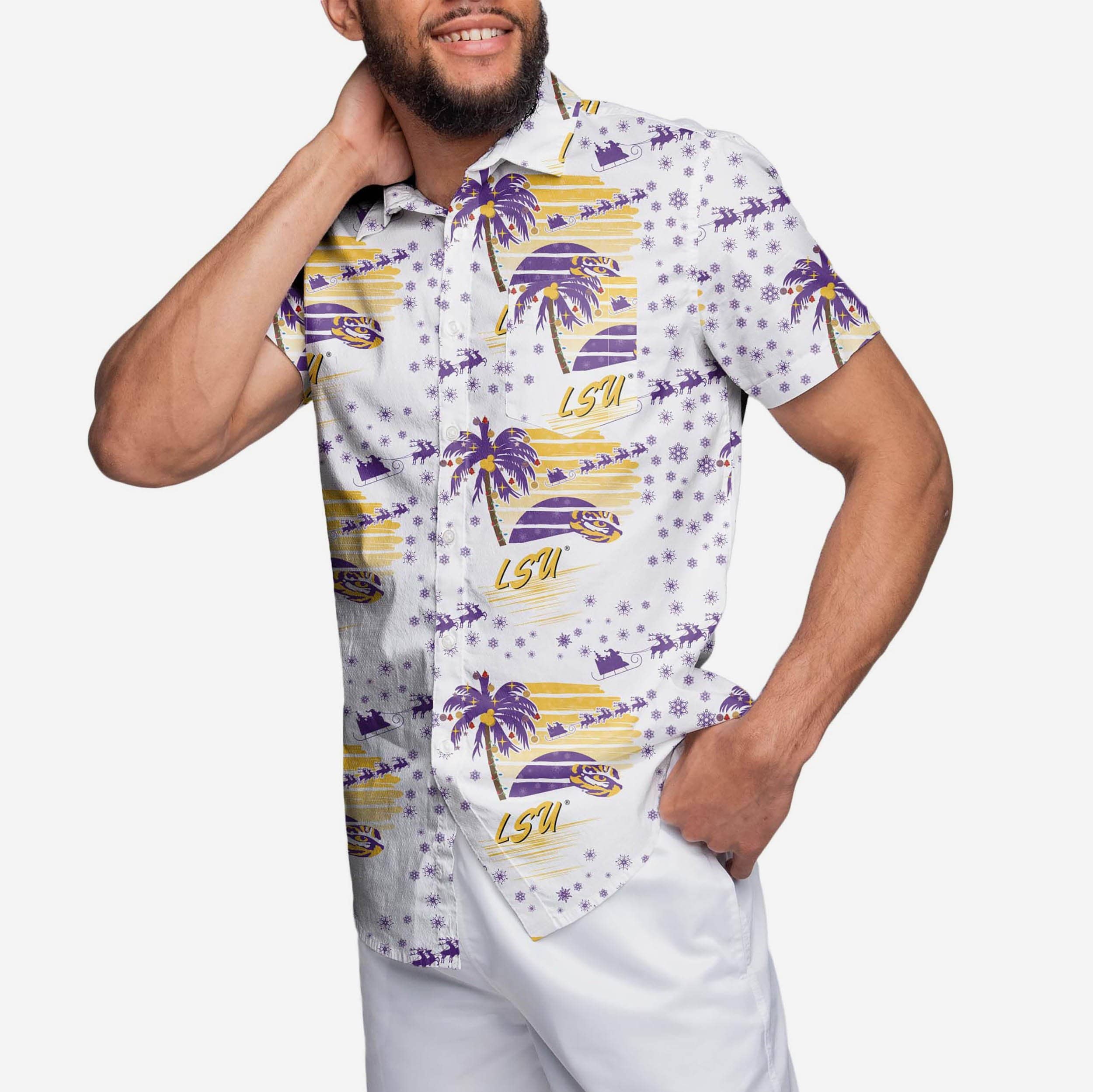 LSU Tigers Winter Tropical Button Up Shirt 1 LSU Tigers Winter Tropical Button Up Shirt