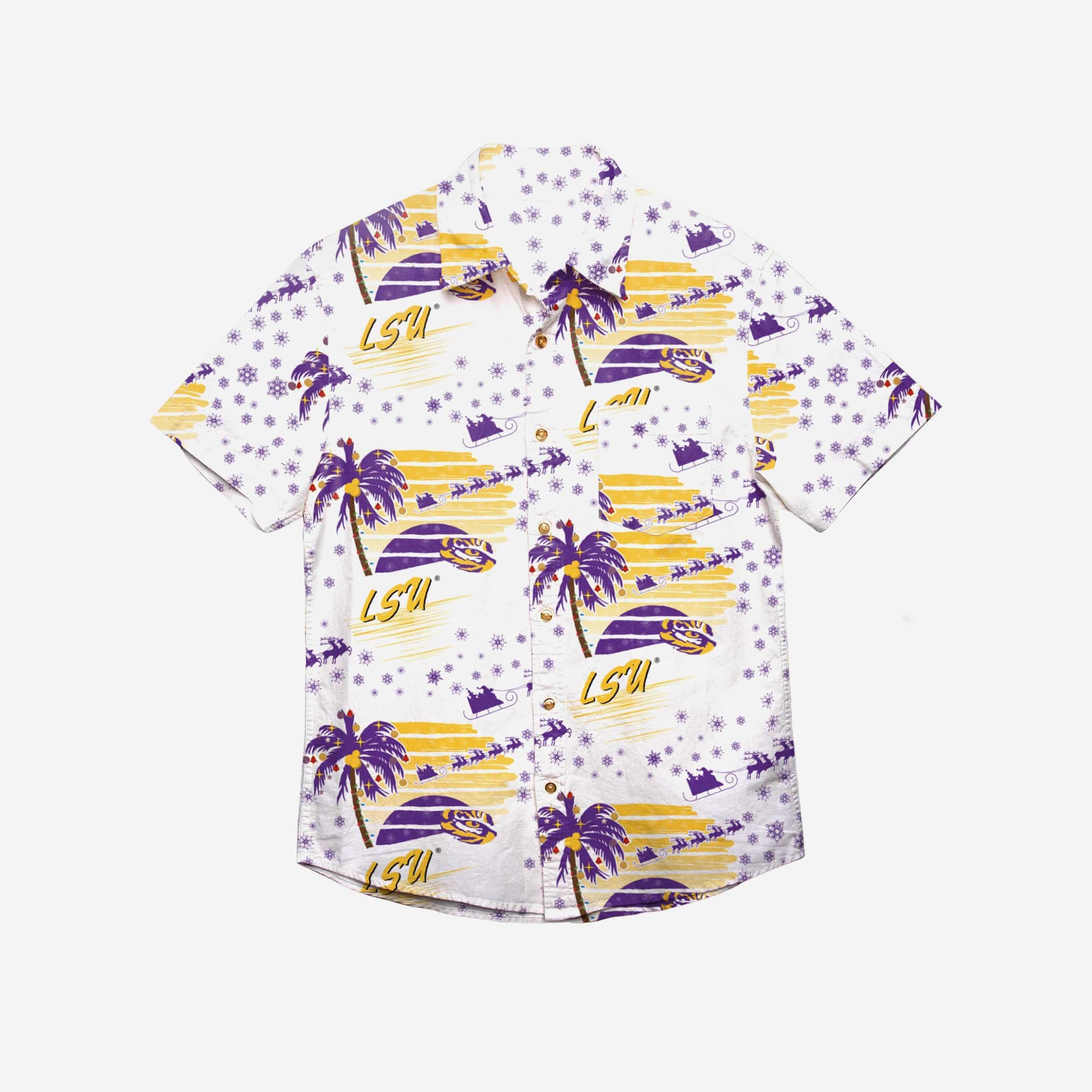 LSU Tigers Winter Tropical Button Up Shirt 2 LSU Tigers Winter Tropical Button Up Shirt