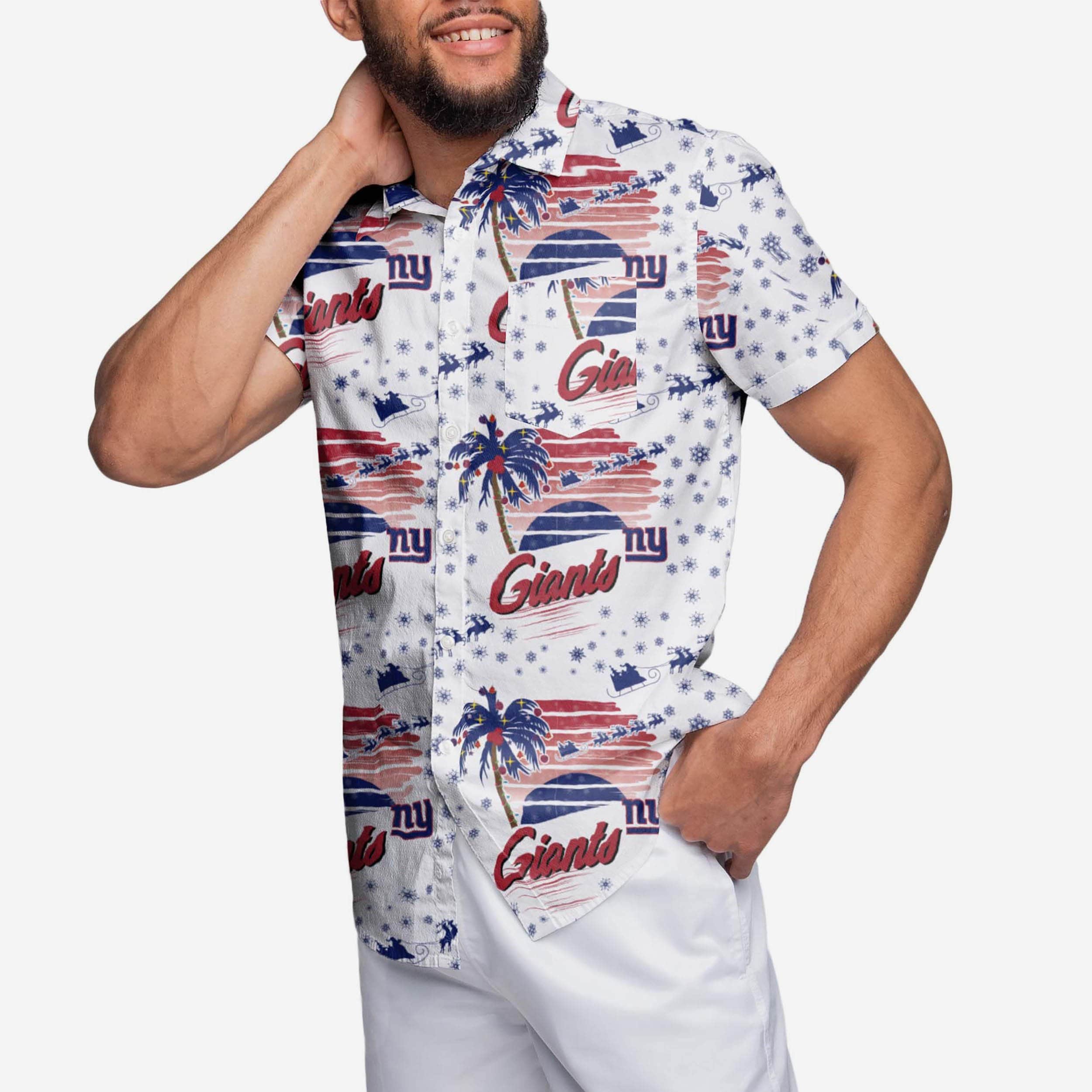 New York Giants Winter Tropical Button Up Shirt 1 New York Giants Winter Tropical Button Up Shirt