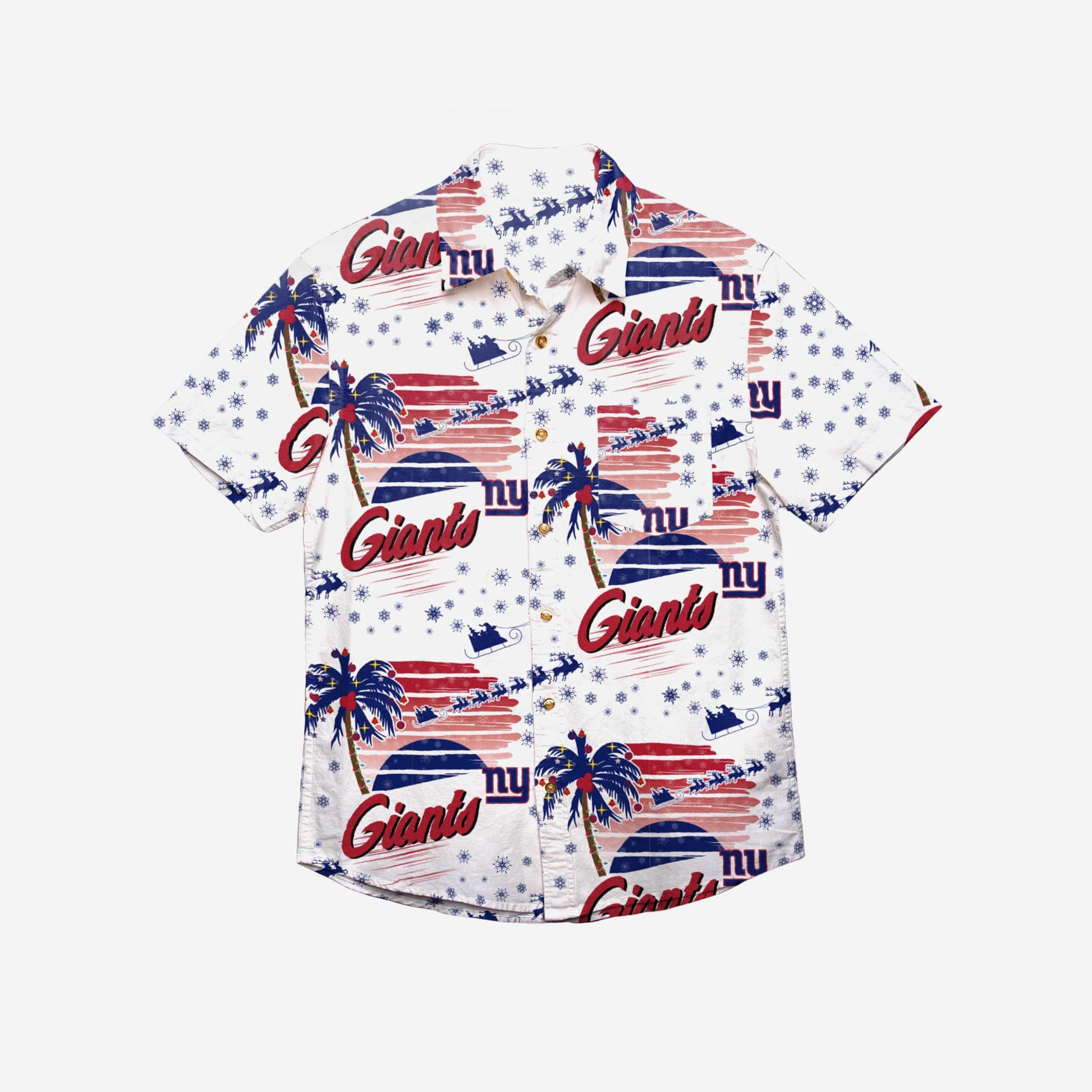New York Giants Winter Tropical Button Up Shirt 2 New York Giants Winter Tropical Button Up Shirt