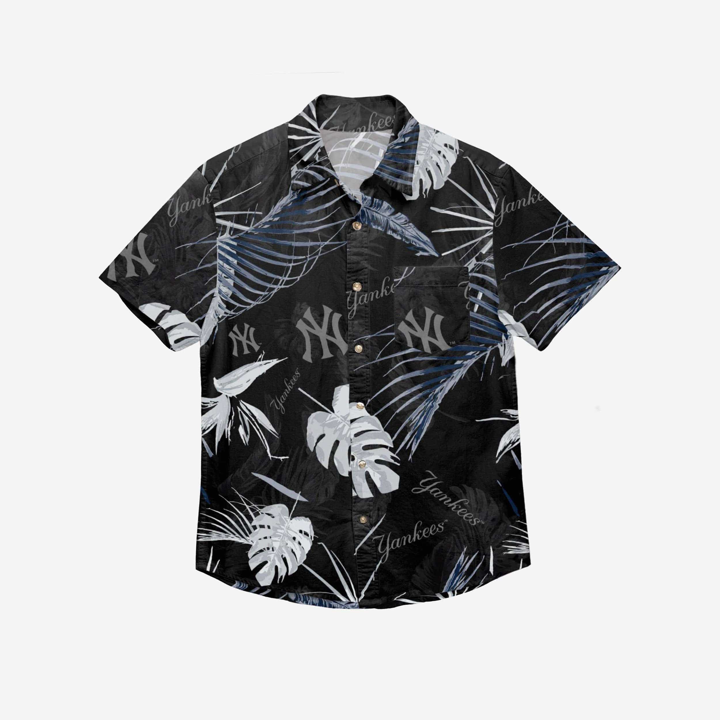 New York Yankees Neon Palm Button Up Shirt 2 New York Yankees Neon Palm Button Up Shirt