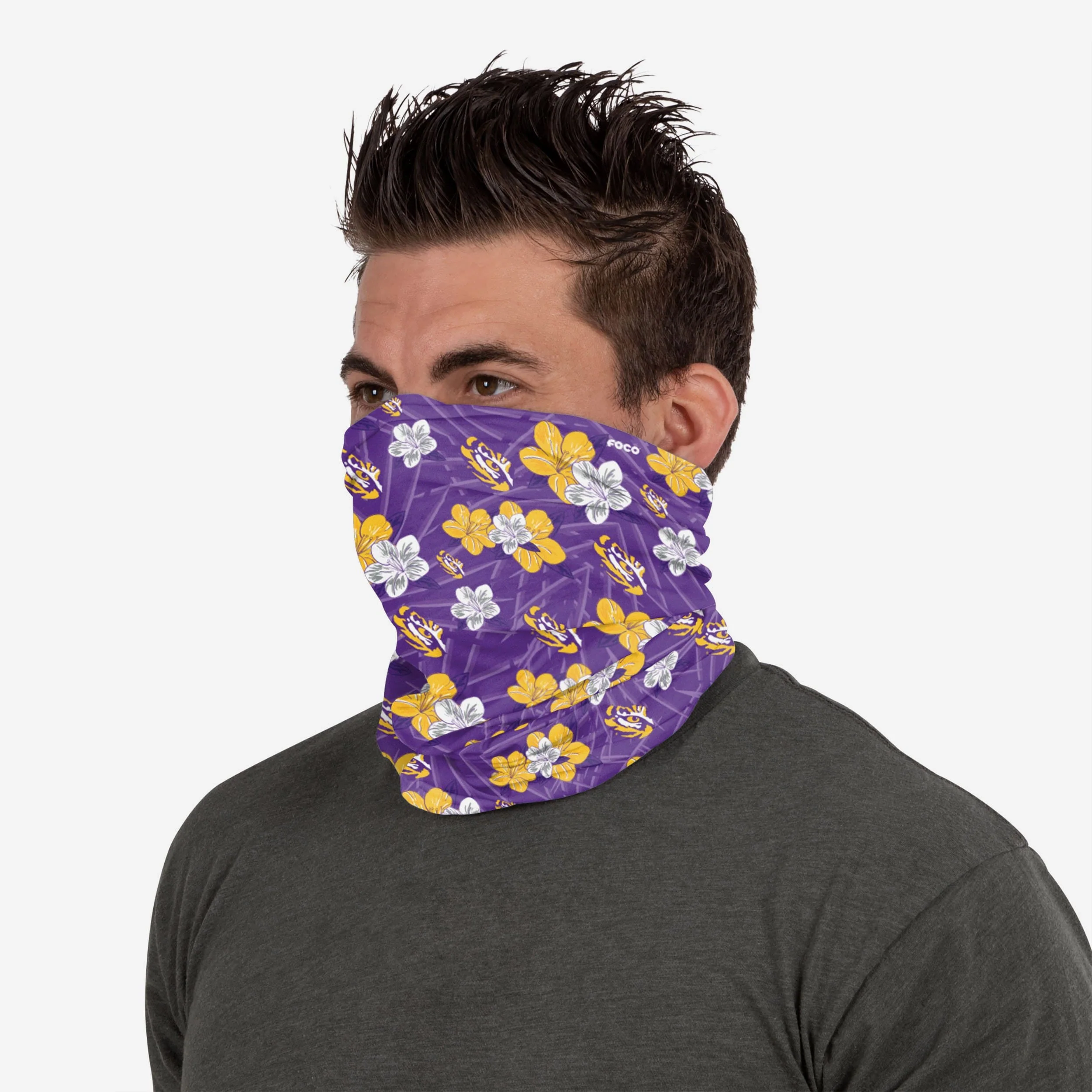 LSU Tigers Hibiscus Gaiter Scarf 4 LSU Tigers Hibiscus Gaiter Scarf