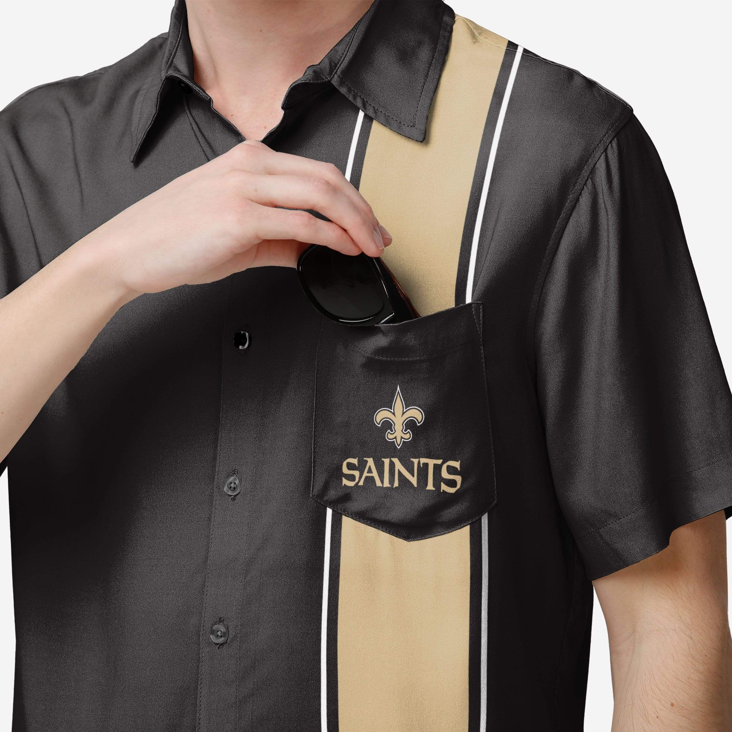 New Orleans Saints Bowling Stripe Button Up Shirt 3 New Orleans Saints Bowling Stripe Button Up Shirt