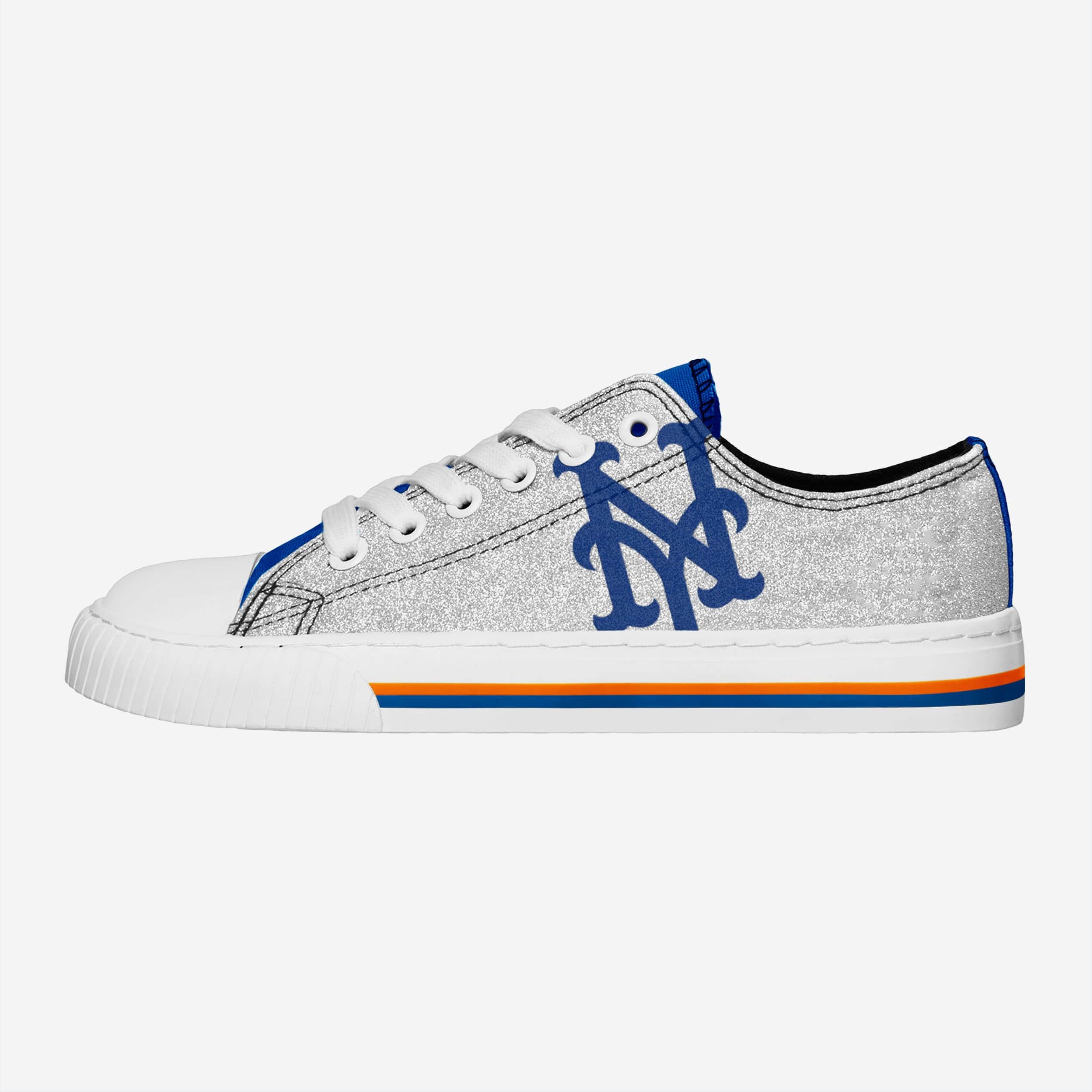 New York Mets Womens Glitter Low Top Canvas Shoes