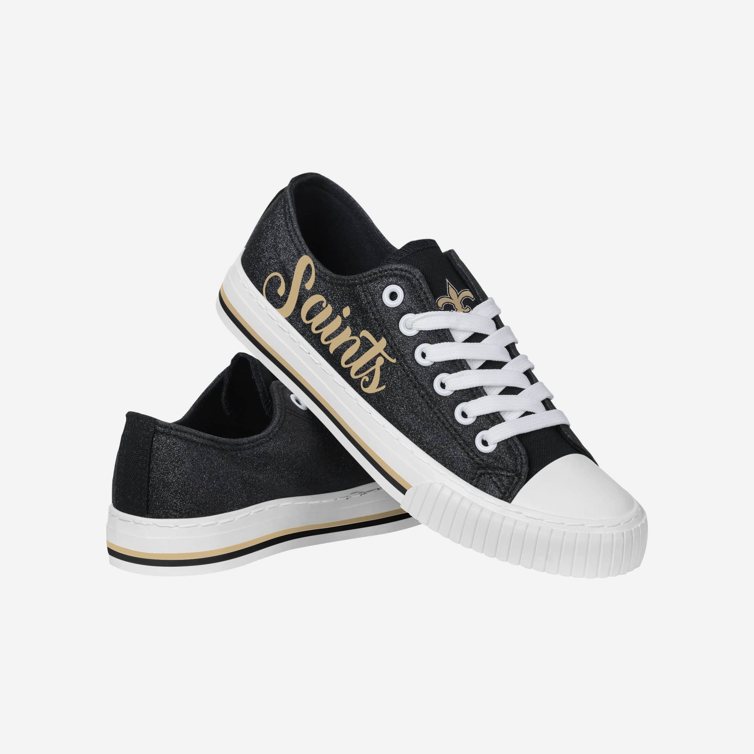 New Orleans Saints Womens Color Glitter Low Top Canvas Shoes 4 New Orleans Saints Womens Color Glitter Low Top Canvas Shoes