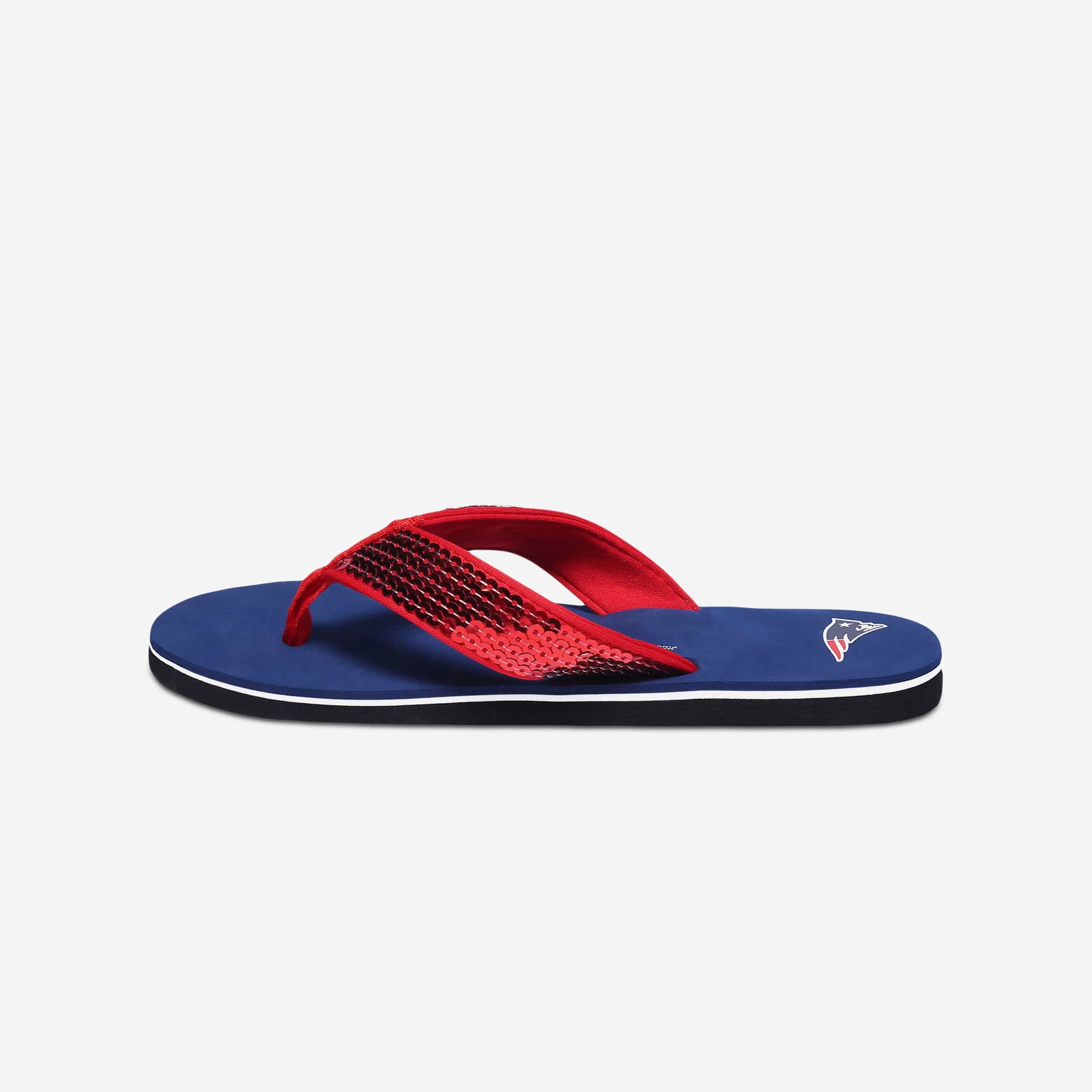 New England Patriots Womens Sequin Flip Flop