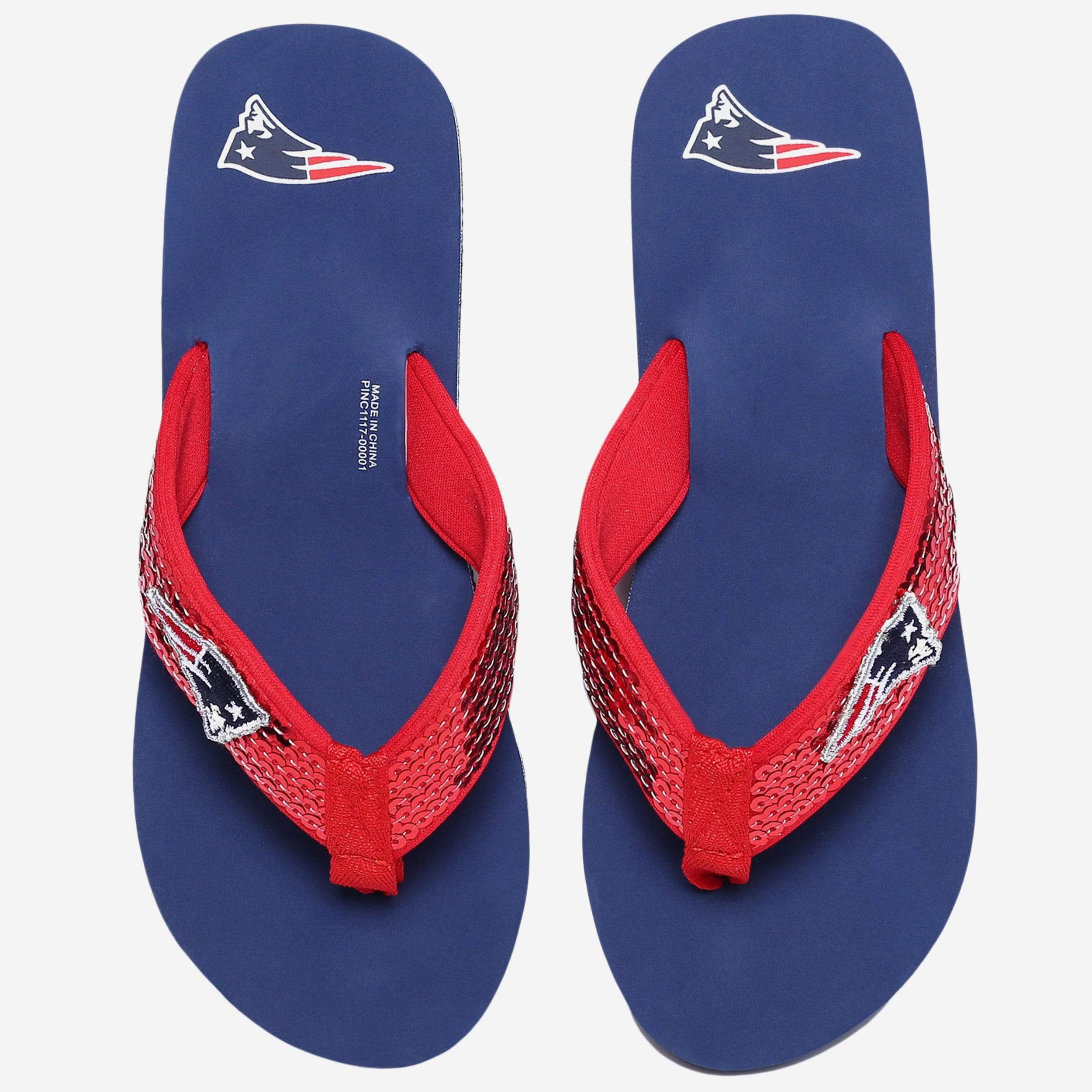 New England Patriots Womens Sequin Flip Flop 2 New England Patriots Womens Sequin Flip Flop