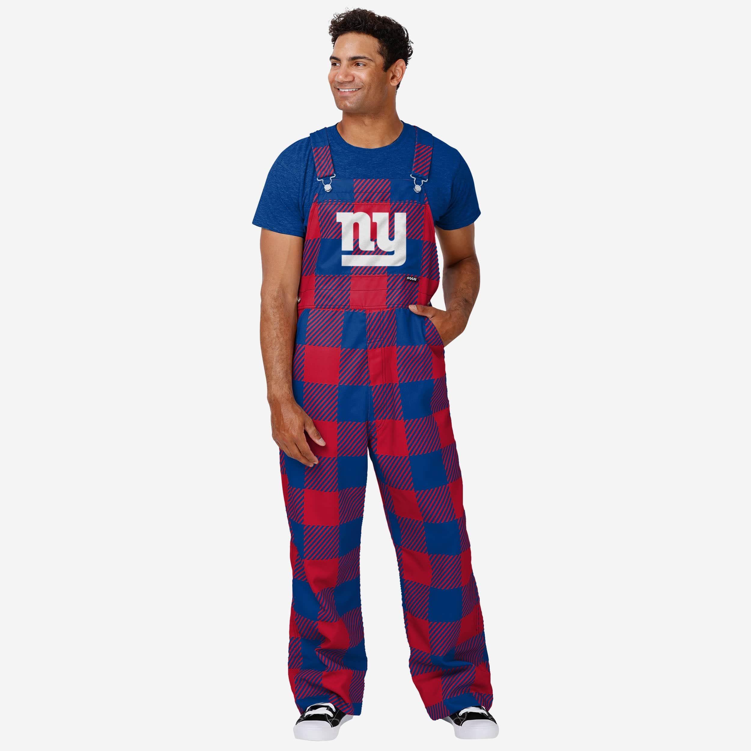 New York Giants Mens Plaid Bib Overalls