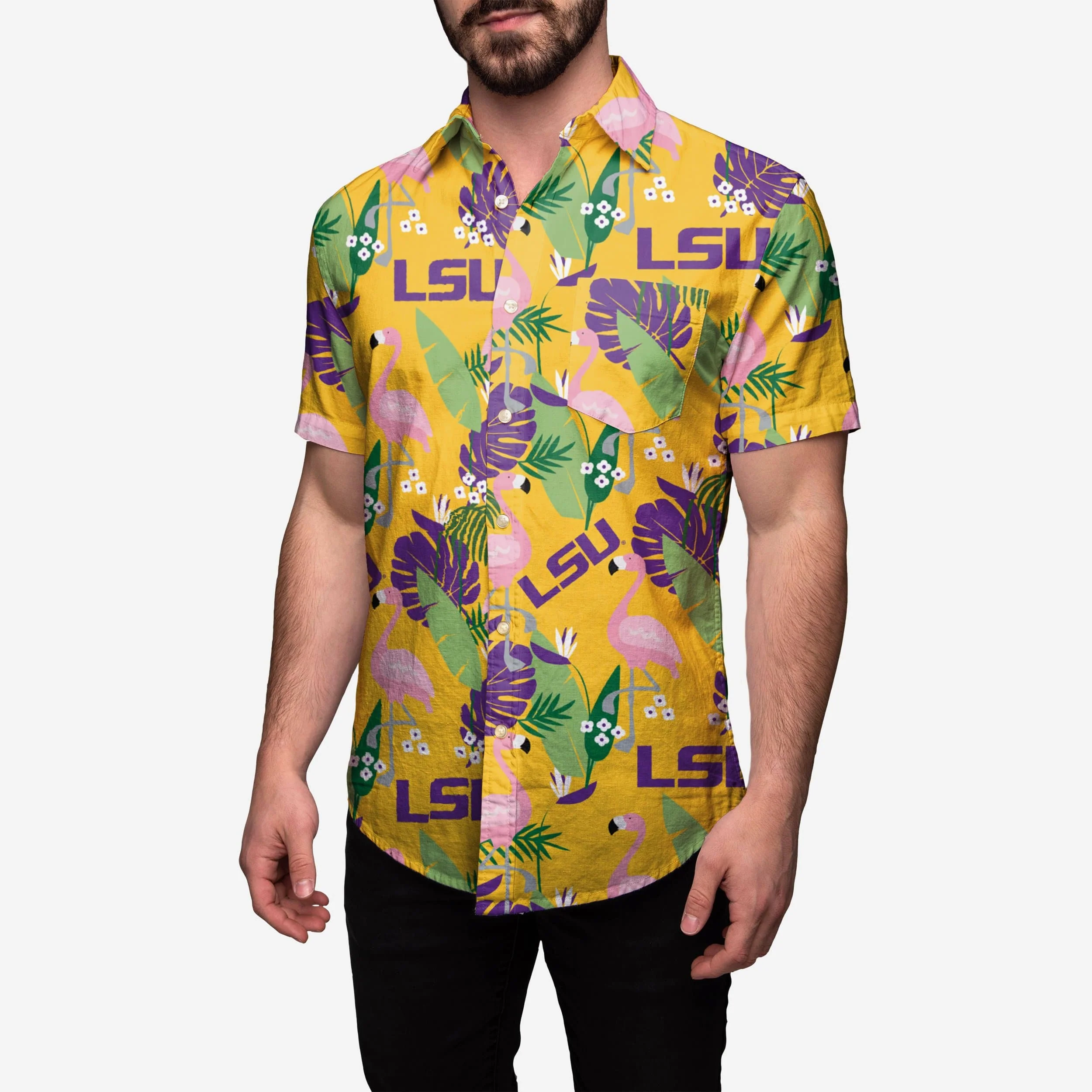 LSU Tigers Floral Button Up Shirt