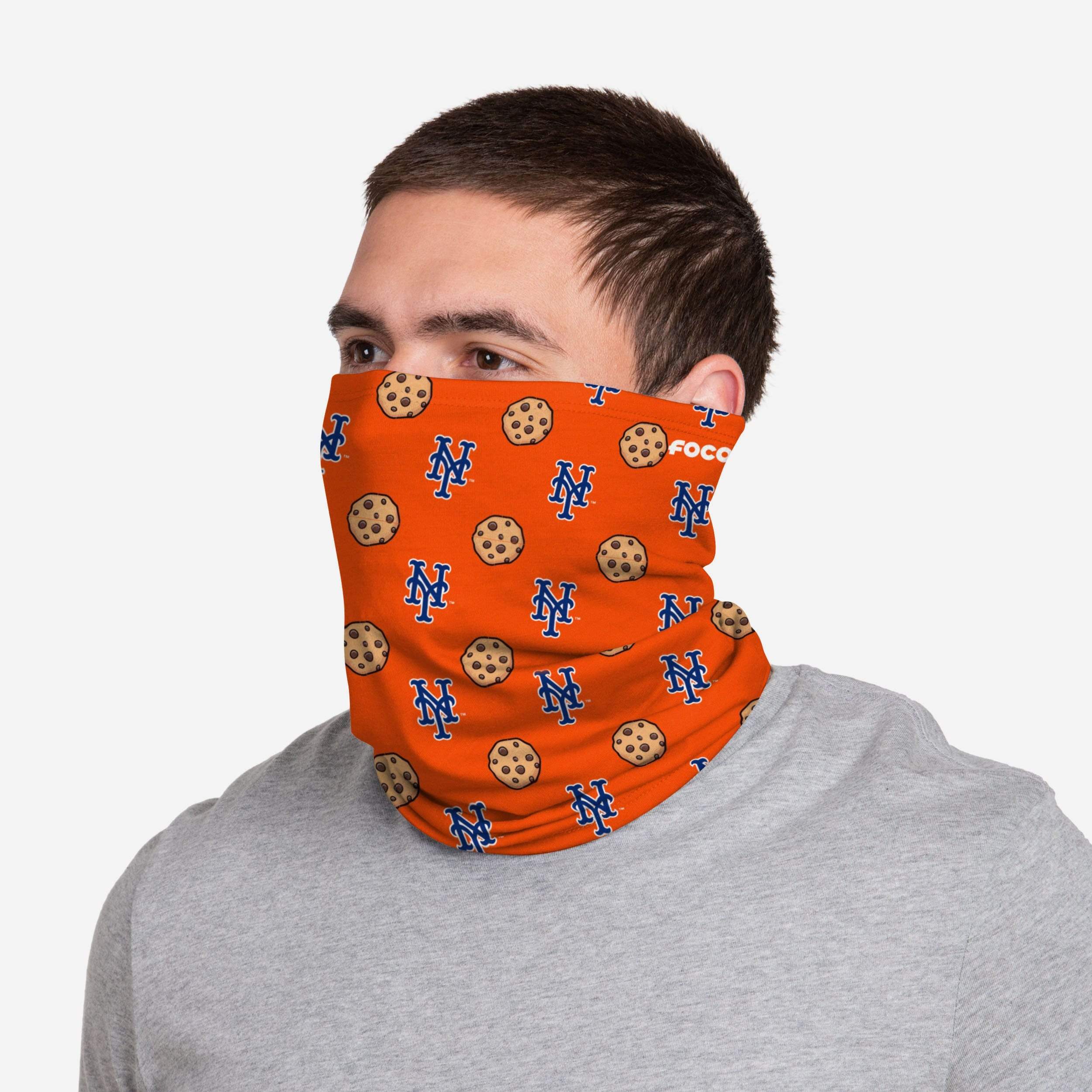 New York Mets Orange Repeat Cookie Stitched Gaiter Scarf 3 New York Mets Orange Repeat Cookie Stitched Gaiter Scarf