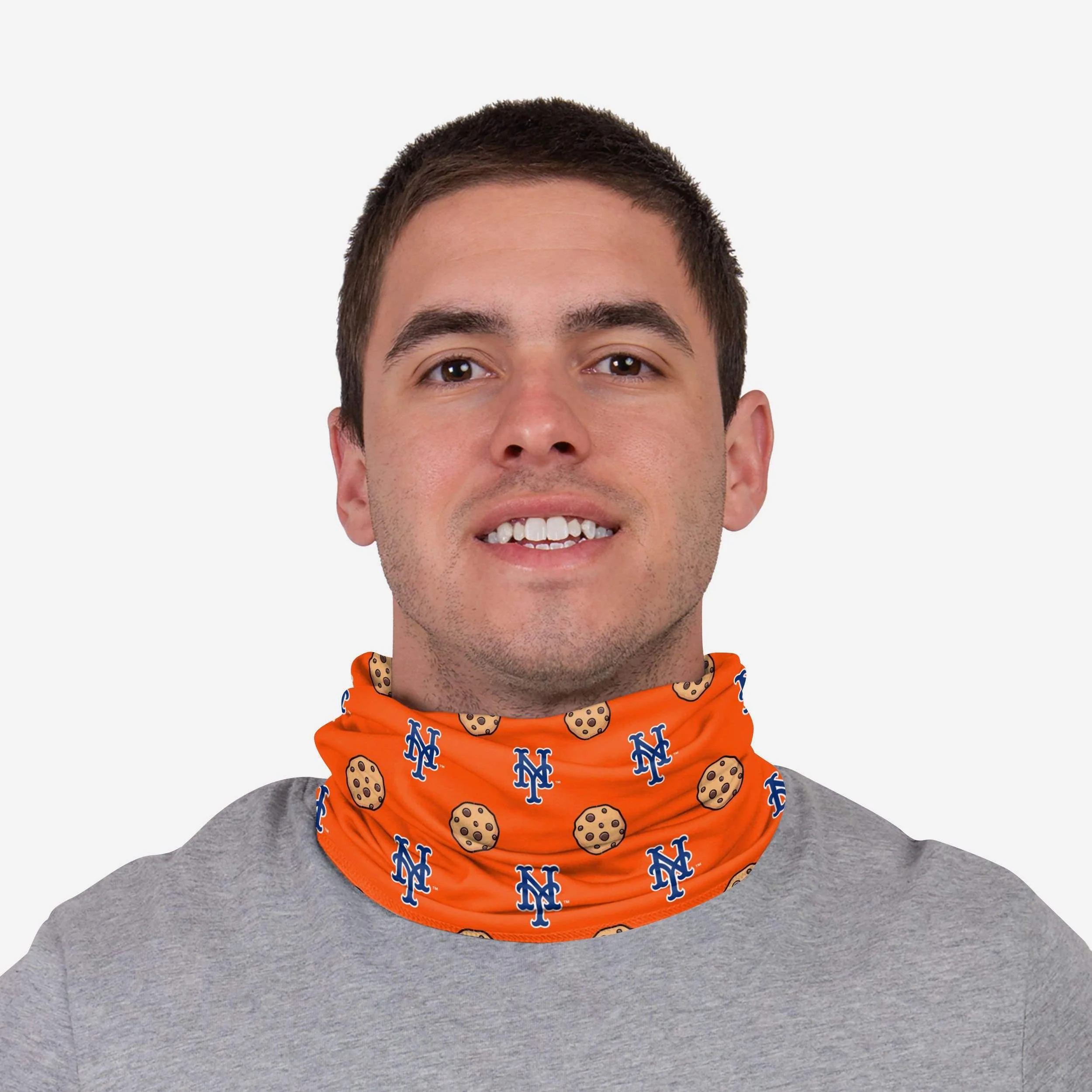New York Mets Orange Repeat Cookie Stitched Gaiter Scarf 4 New York Mets Orange Repeat Cookie Stitched Gaiter Scarf