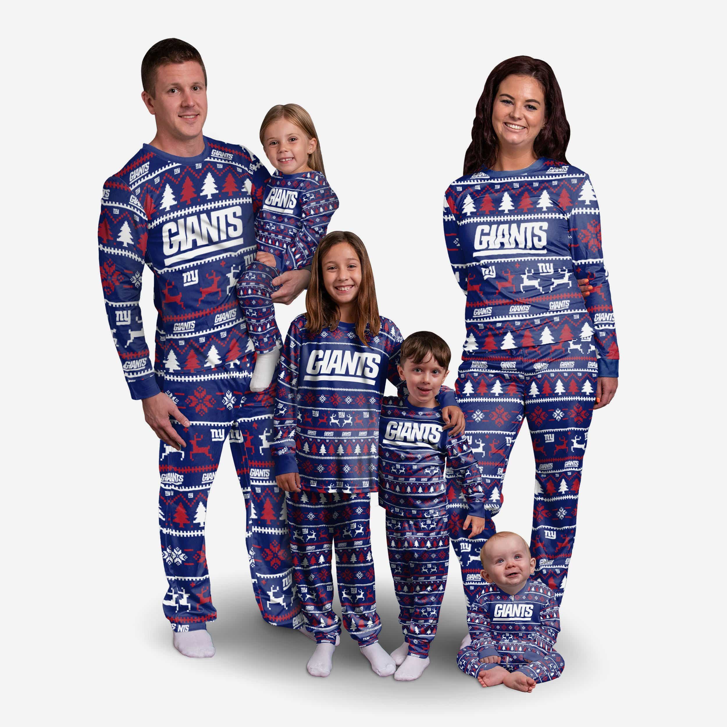 New York Giants Youth Family Holiday Pajamas 2 New York Giants Youth Family Holiday Pajamas