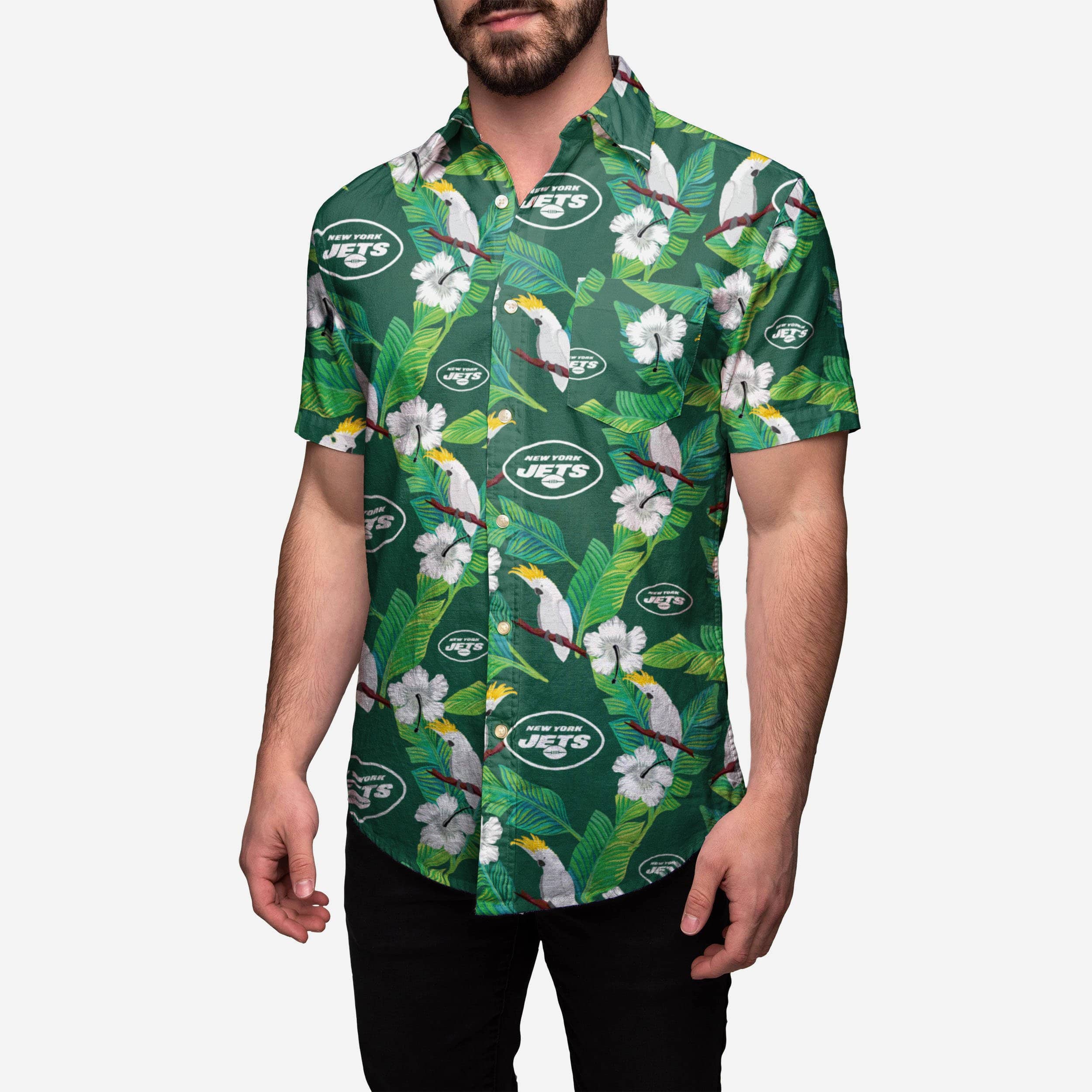 New York Jets Floral Button Up Shirt