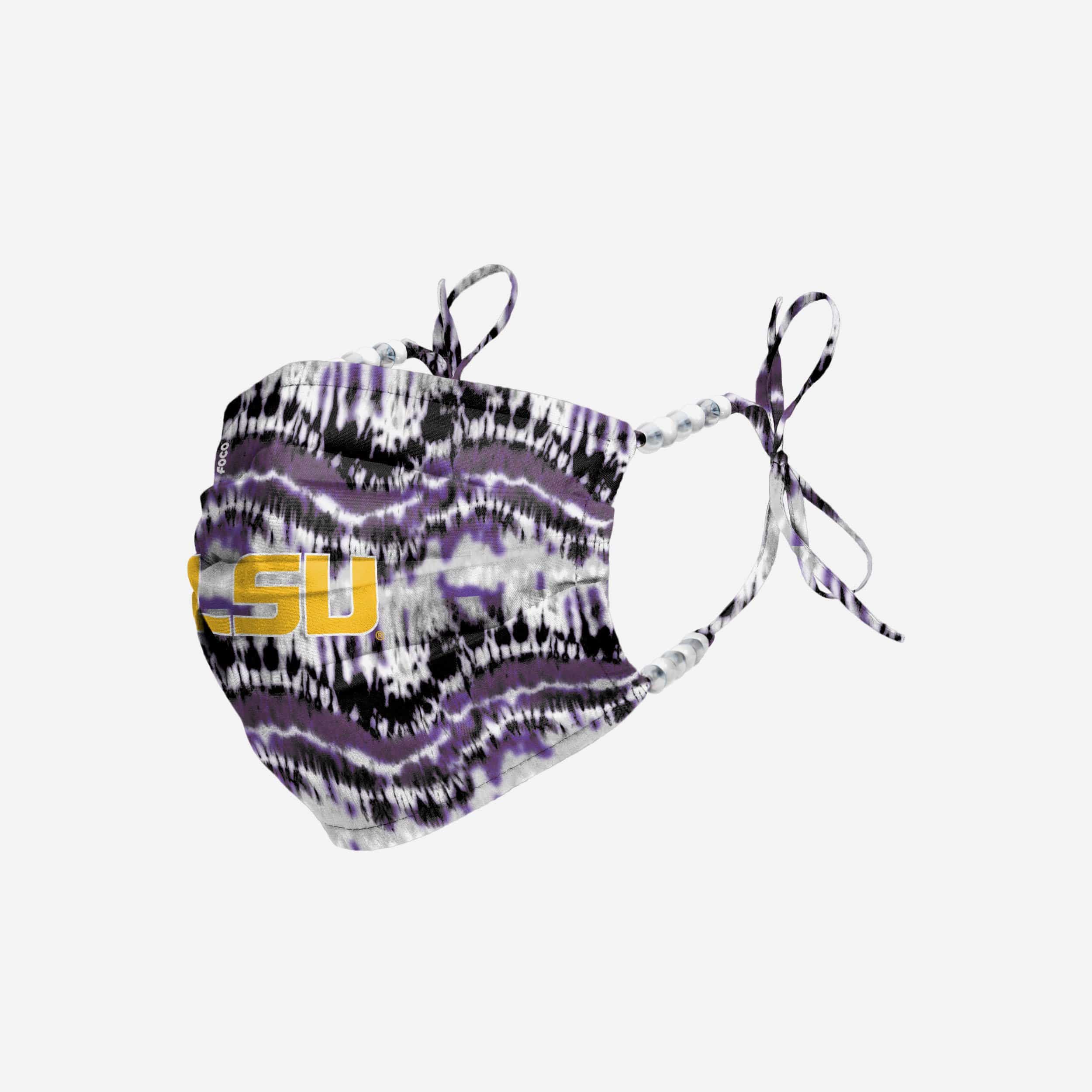 LSU Tigers Tie-Dye Beaded Tie-Back Face Cover