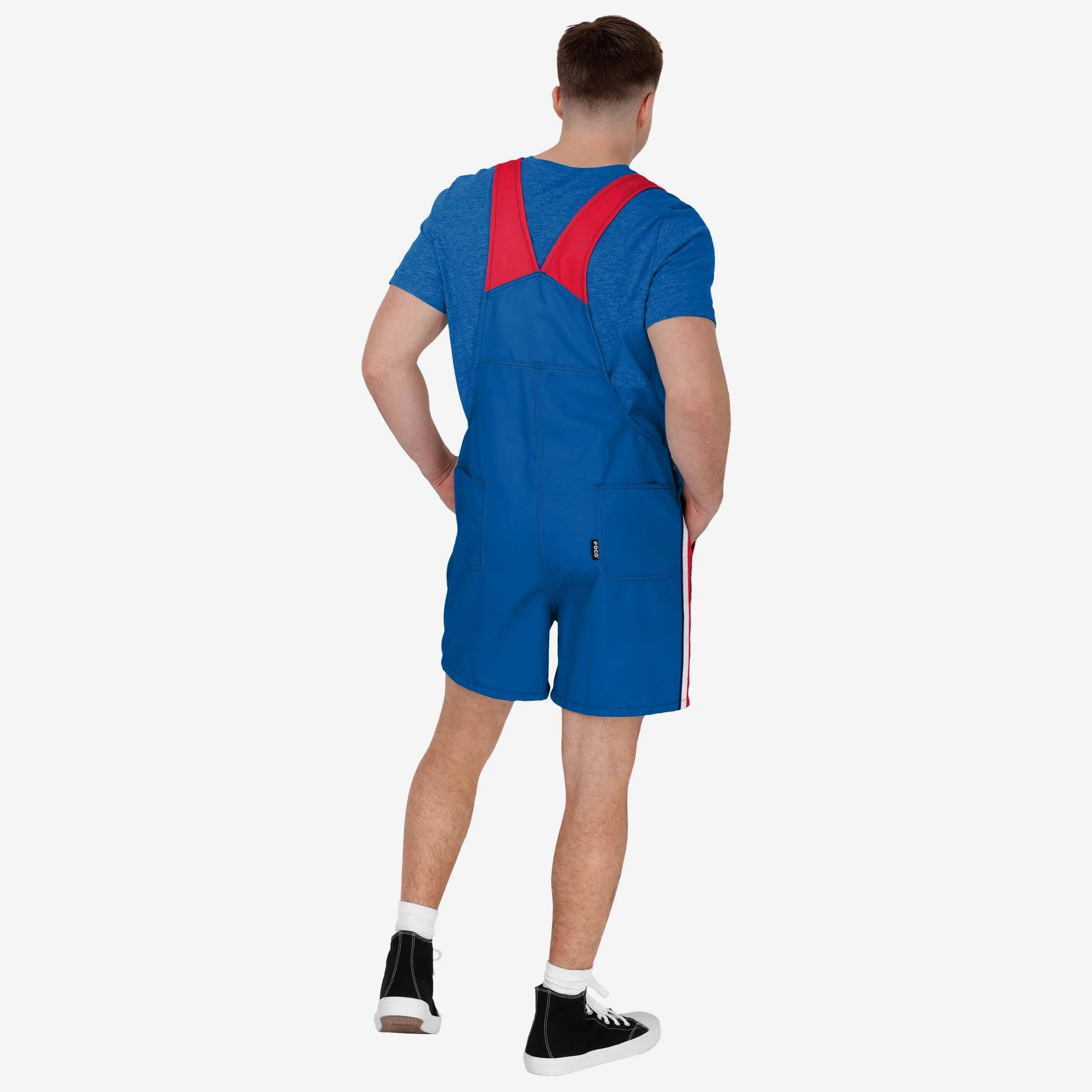 Buffalo Bills Mens Team Stripe Bib Shortalls 2 Buffalo Bills Mens Team Stripe Bib Shortalls