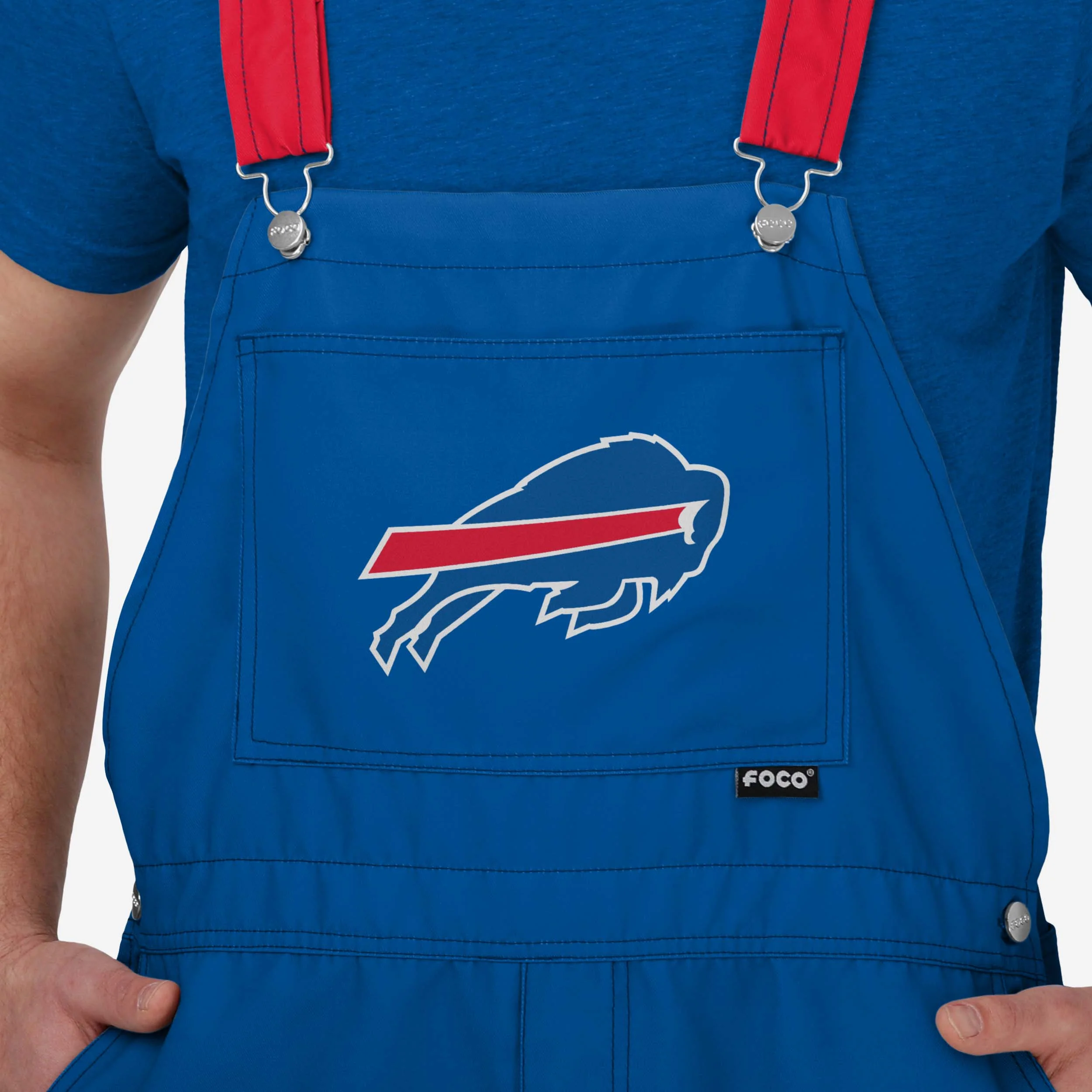 Buffalo Bills Mens Team Stripe Bib Shortalls 3 Buffalo Bills Mens Team Stripe Bib Shortalls