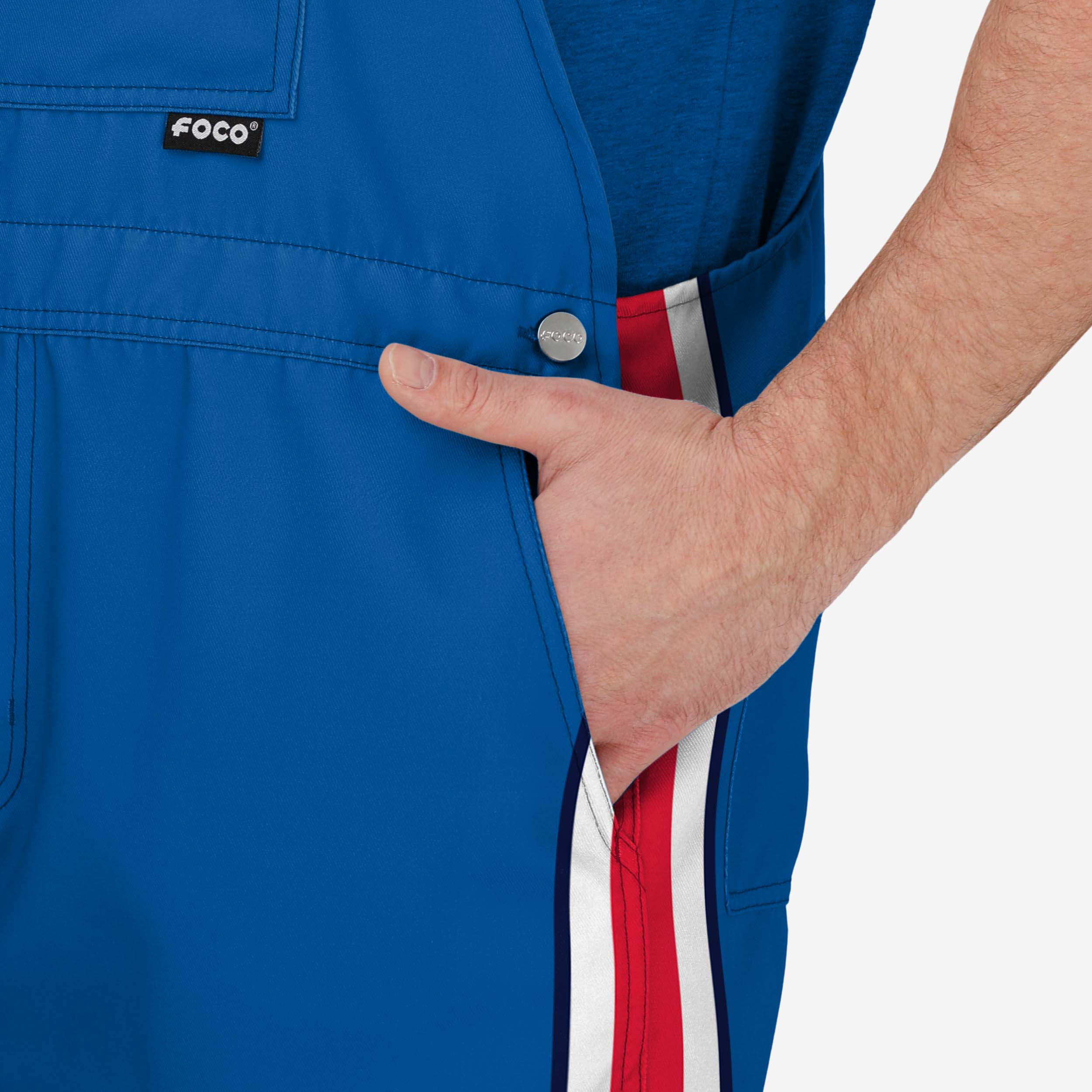 Buffalo Bills Mens Team Stripe Bib Shortalls 4 Buffalo Bills Mens Team Stripe Bib Shortalls