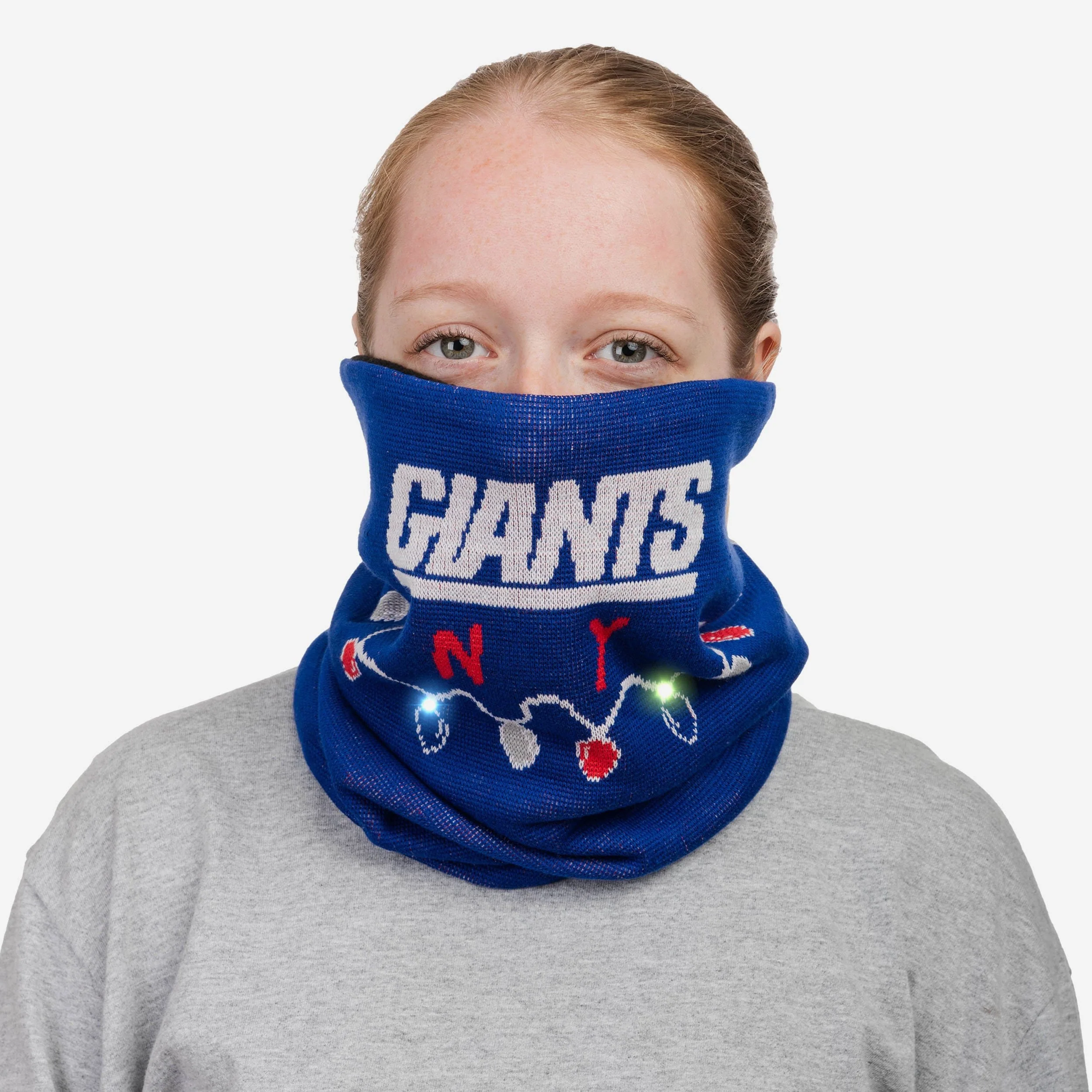 New York Giants Light Up Knit Gaiter Scarf 5 New York Giants Light Up Knit Gaiter Scarf