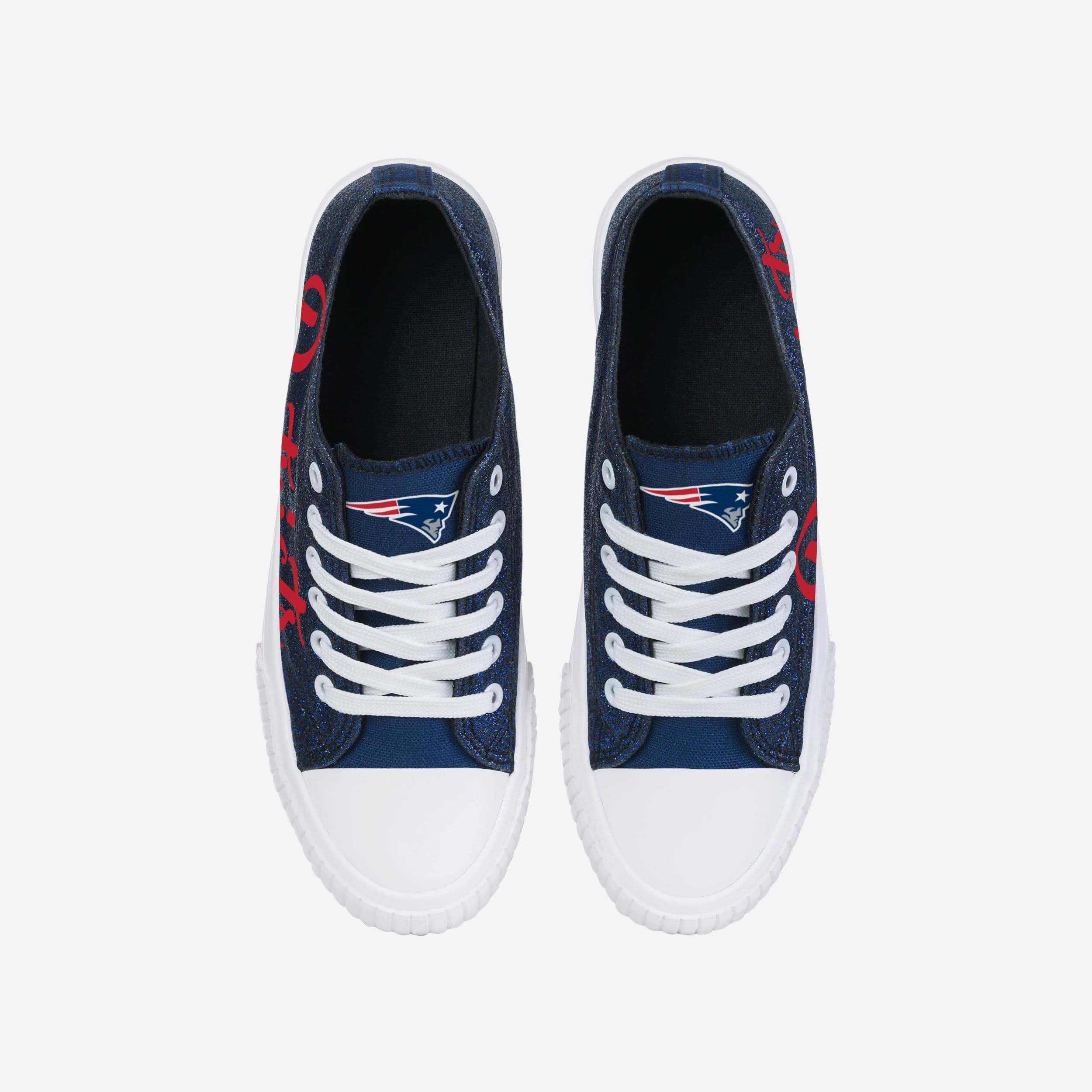 New England Patriots Womens Color Glitter Low Top Canvas Shoes 3 New England Patriots Womens Color Glitter Low Top Canvas Shoes