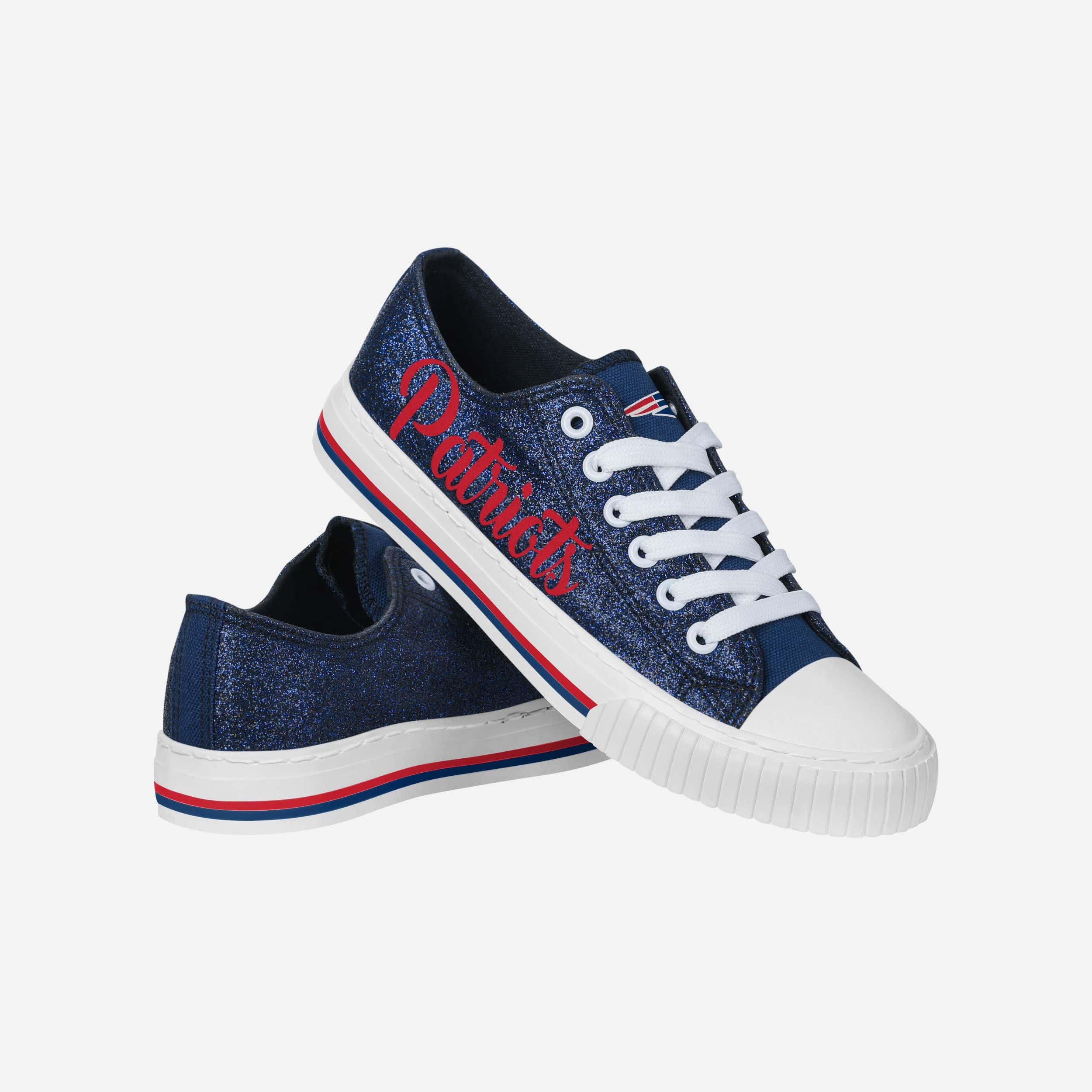 New England Patriots Womens Color Glitter Low Top Canvas Shoes 4 New England Patriots Womens Color Glitter Low Top Canvas Shoes