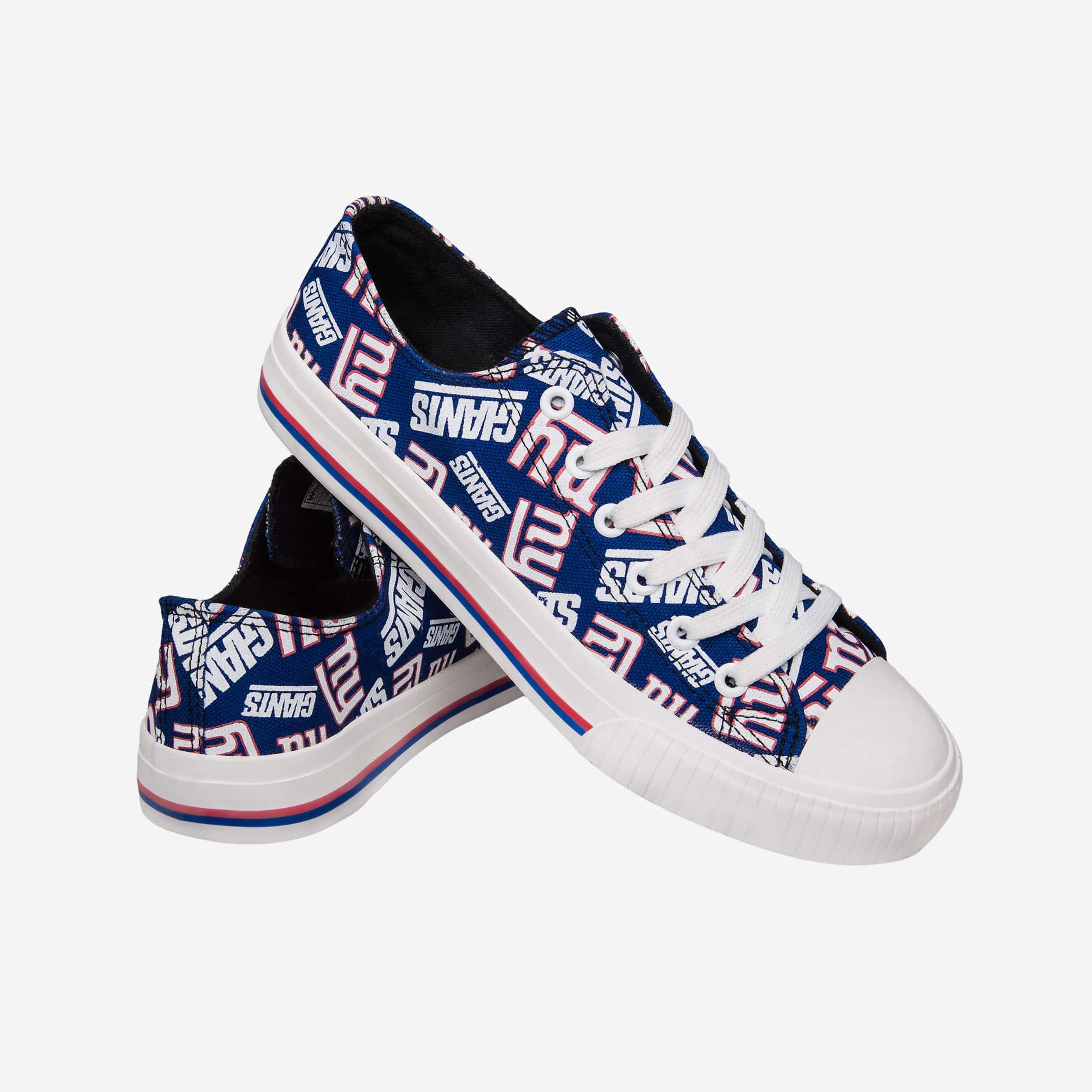 New York Giants Womens Low Top Repeat Print Canvas Shoe 4 New York Giants Womens Low Top Repeat Print Canvas Shoe