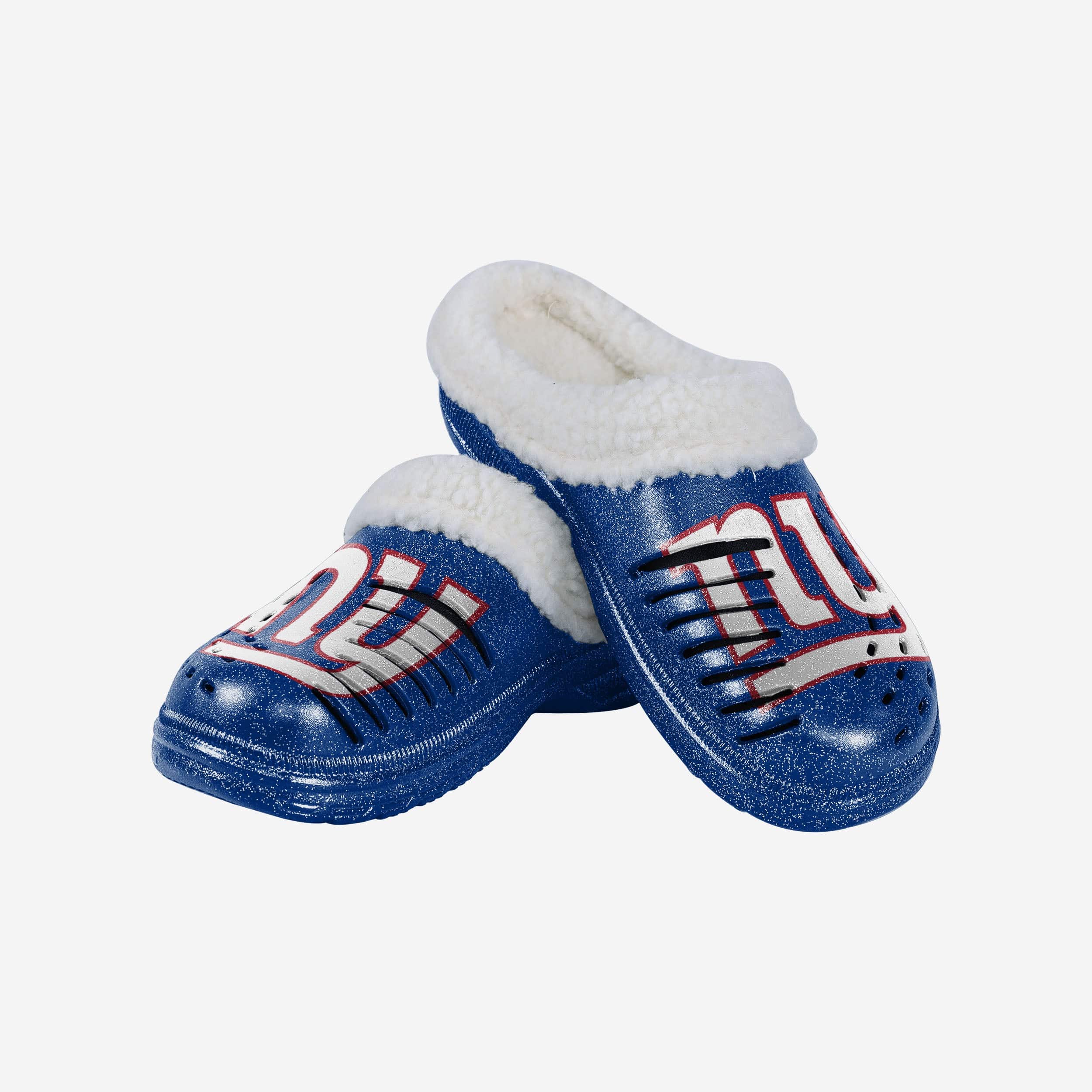 New York Giants Womens Sherpa Lined Glitter Clog 3 New York Giants Womens Sherpa Lined Glitter Clog
