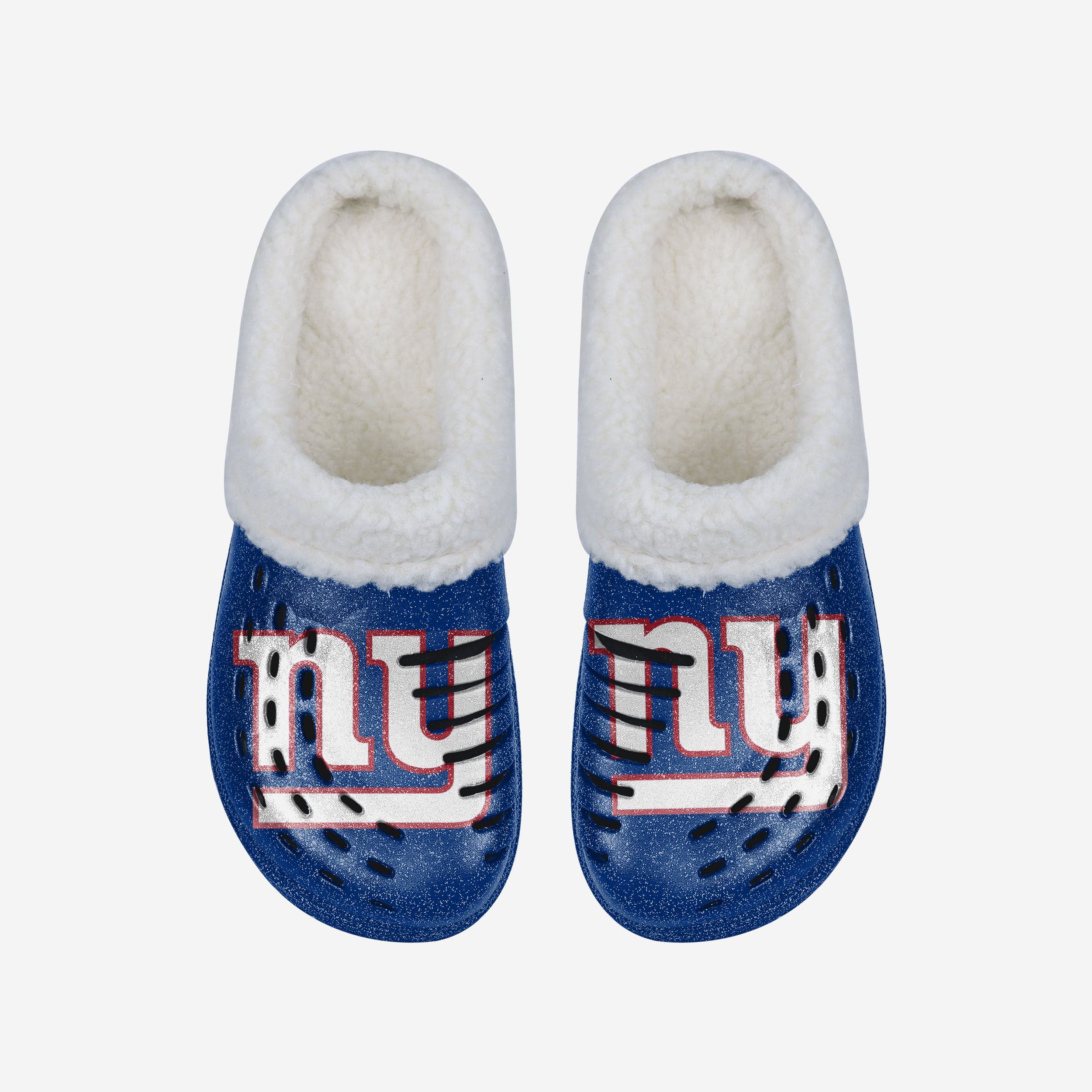 New York Giants Womens Sherpa Lined Glitter Clog 4 New York Giants Womens Sherpa Lined Glitter Clog