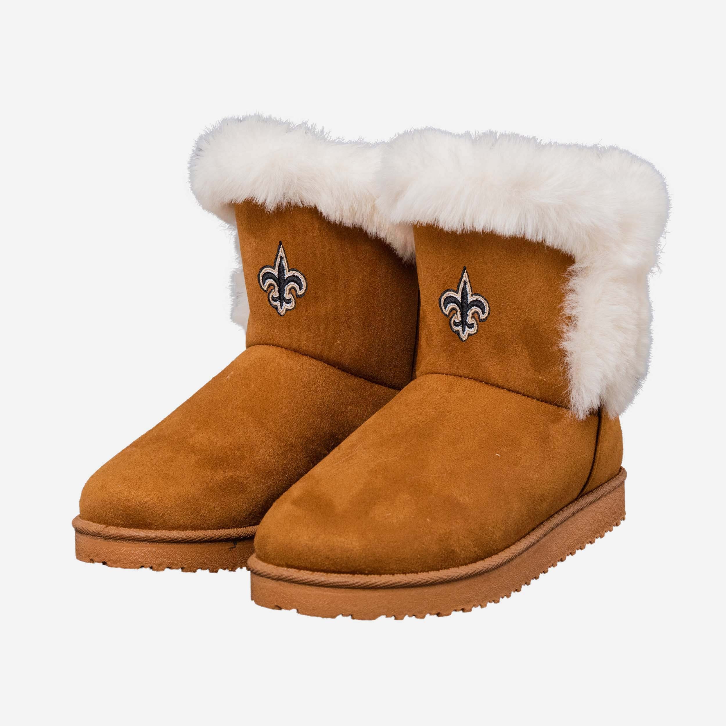 New Orleans Saints Womens White Fur Boot 2 New Orleans Saints Womens White Fur Boot