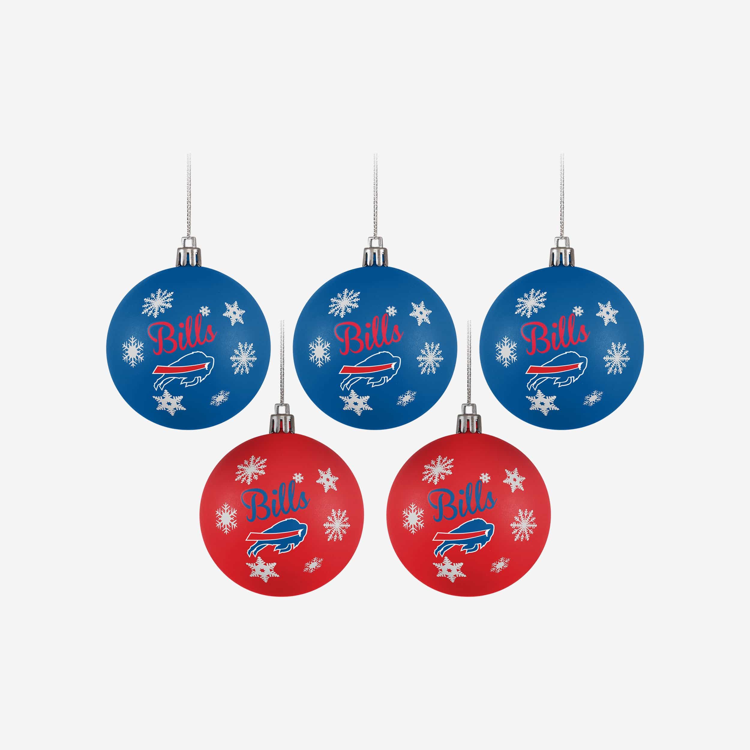 Buffalo Bills 5 Pack Shatterproof Ball Ornament Set