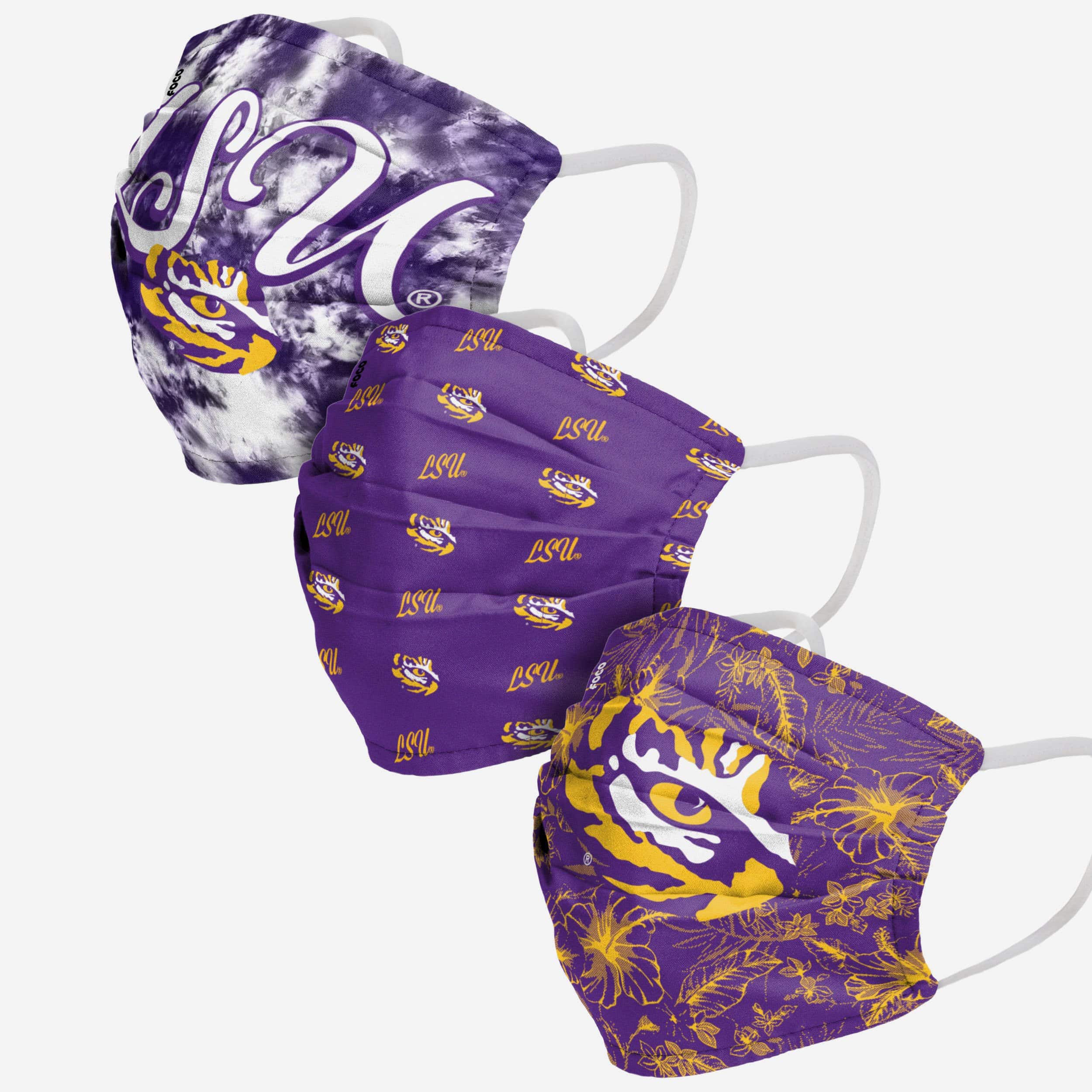 LSU Tigers Womens Matchday 3 Pack Face Cover 1 LSU Tigers Womens Matchday 3 Pack Face Cover