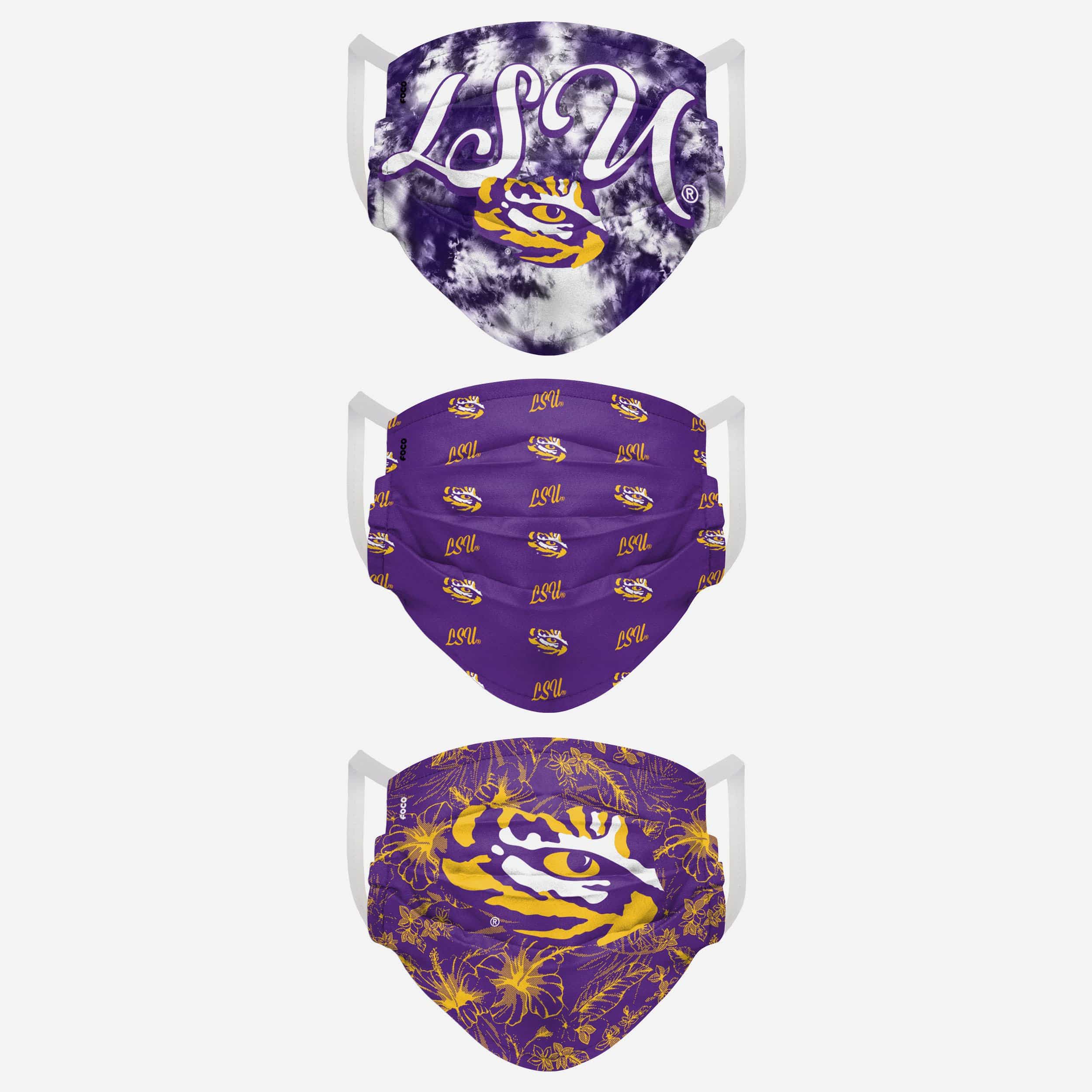 LSU Tigers Womens Matchday 3 Pack Face Cover 2 LSU Tigers Womens Matchday 3 Pack Face Cover
