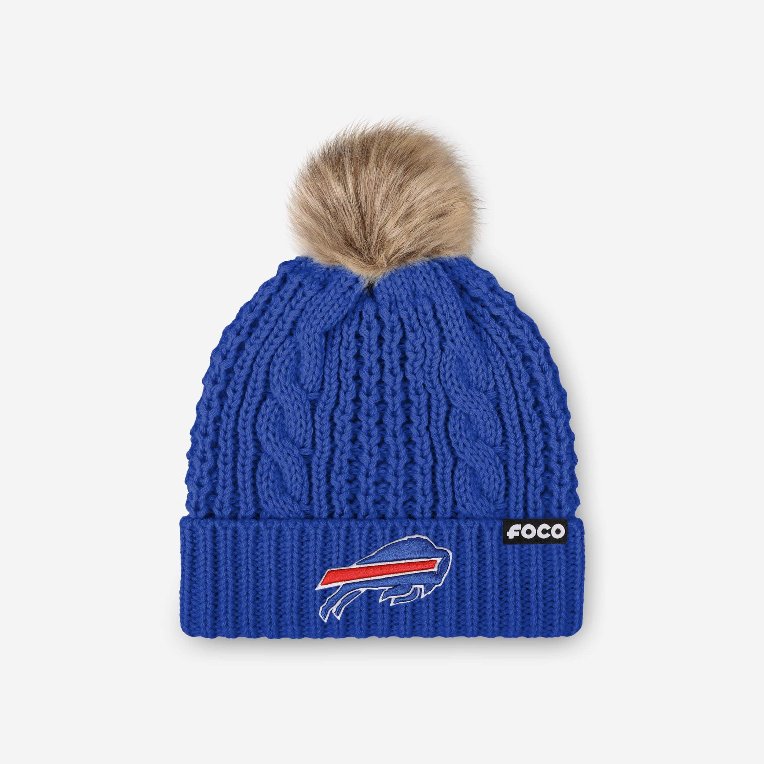 Buffalo Bills Womens Faux Fur Pom Beanie 1 Buffalo Bills Womens Faux Fur Pom Beanie