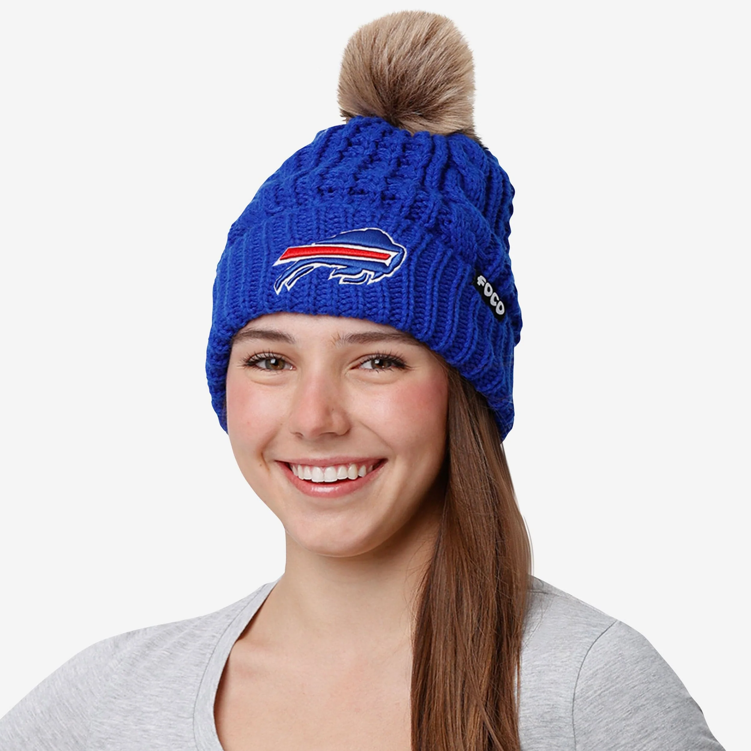 Buffalo Bills Womens Faux Fur Pom Beanie 3 Buffalo Bills Womens Faux Fur Pom Beanie