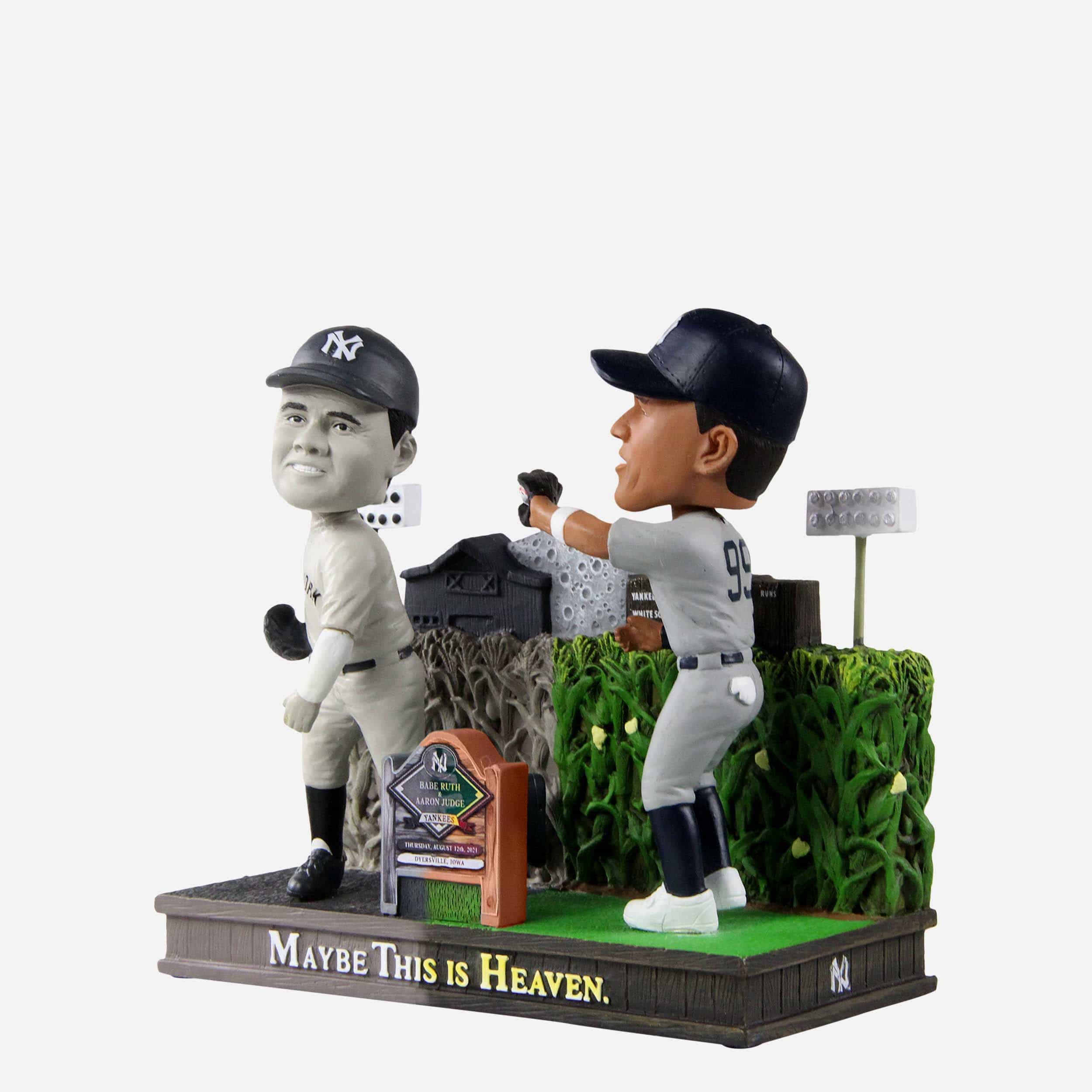 Babe Ruth & Aaron Judge New York Yankees Dyersville Cornfield Dual Bobblehead 6 Babe Ruth & Aaron Judge New York Yankees Dyersville Cornfield Dual Bobblehead