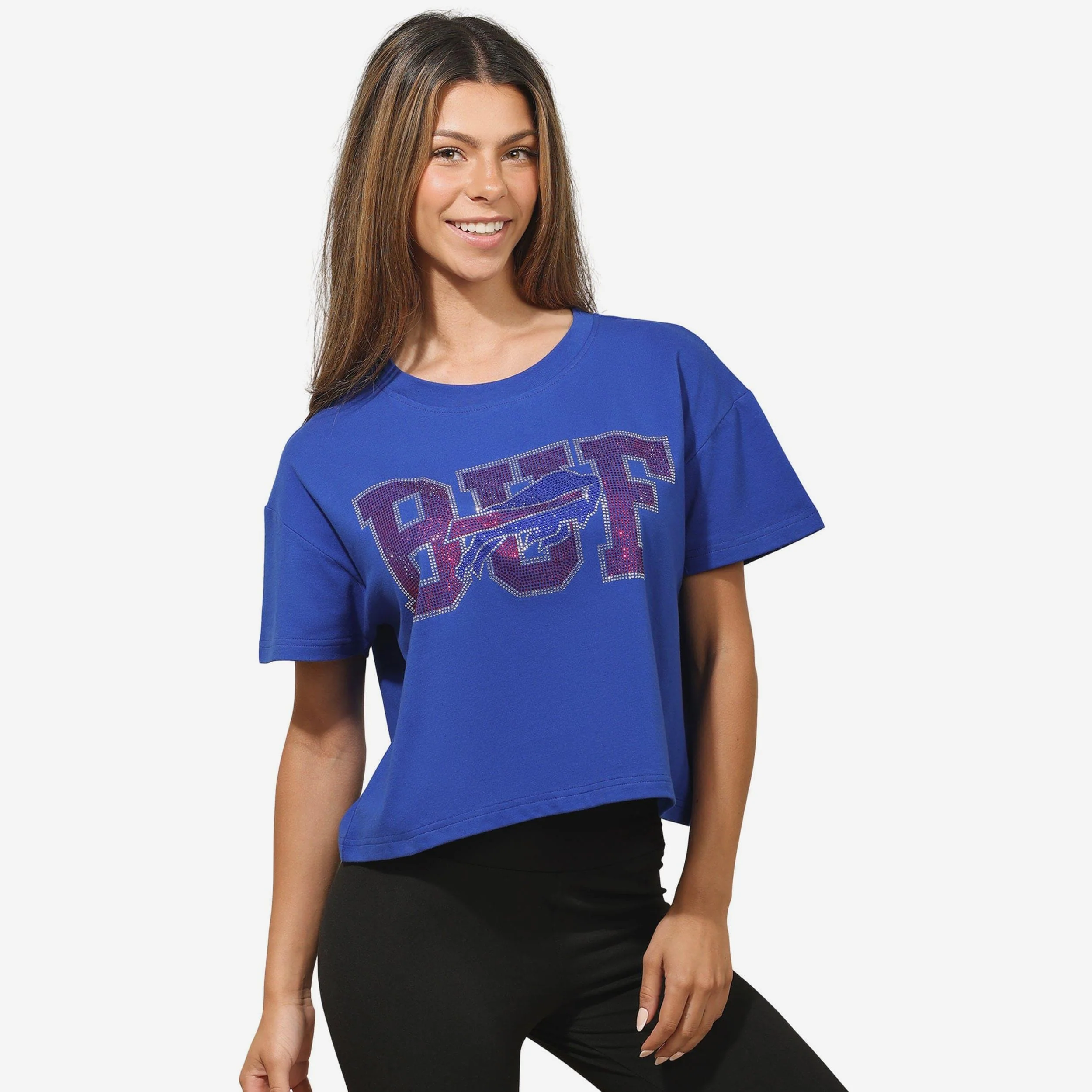 Buffalo Bills Womens Rhinestone Logo Crop Top