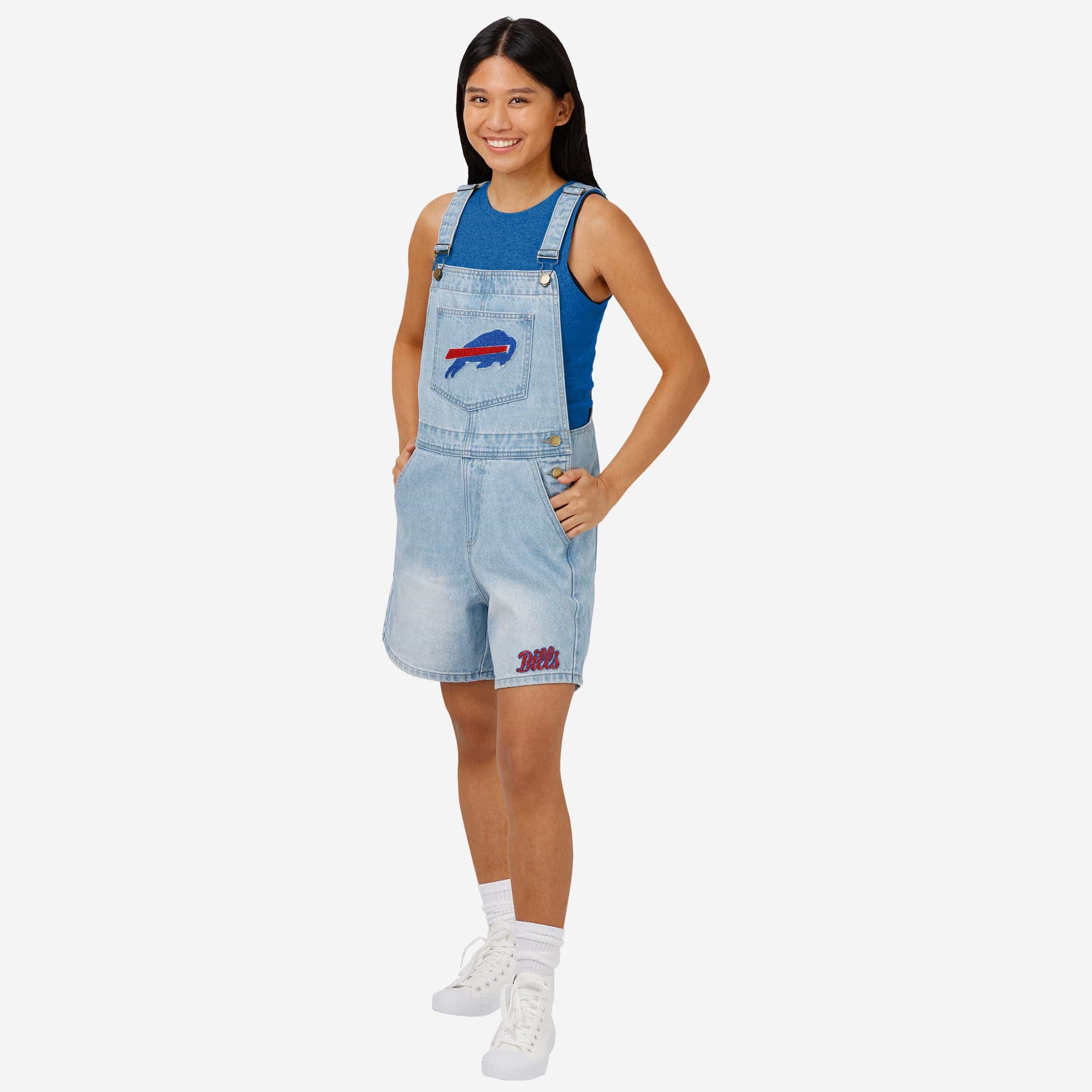 Buffalo Bills Womens Big Logo Denim Bib Shortalls